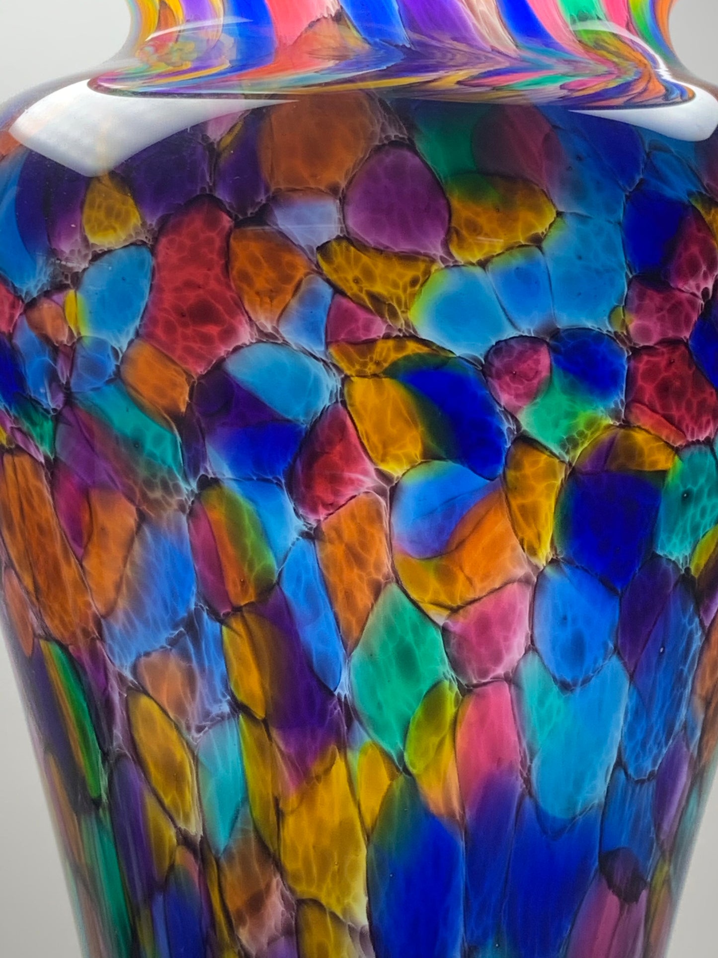 The Glass Forge 2000 multi Colored 11” Hand Blown Glass Vase