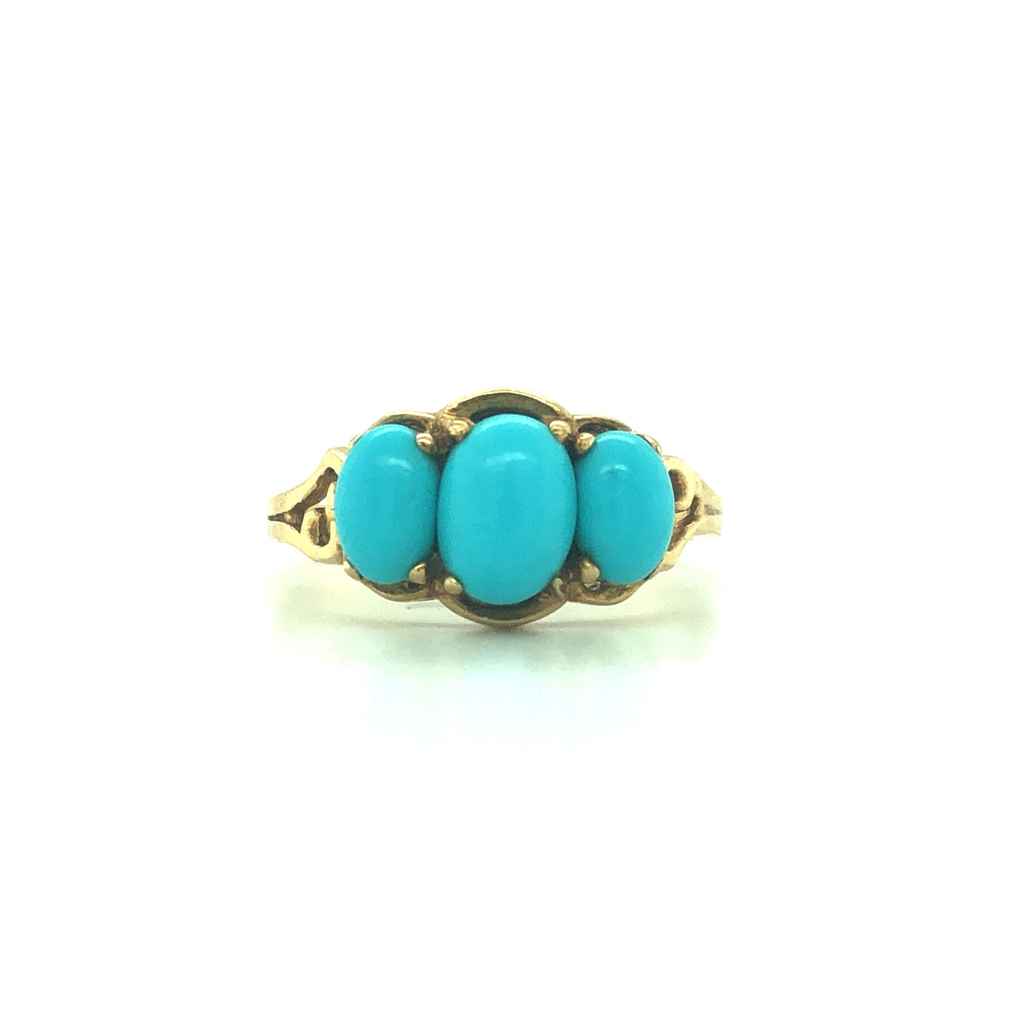 14K Old Natural Turquoise Gold Ring Size 6