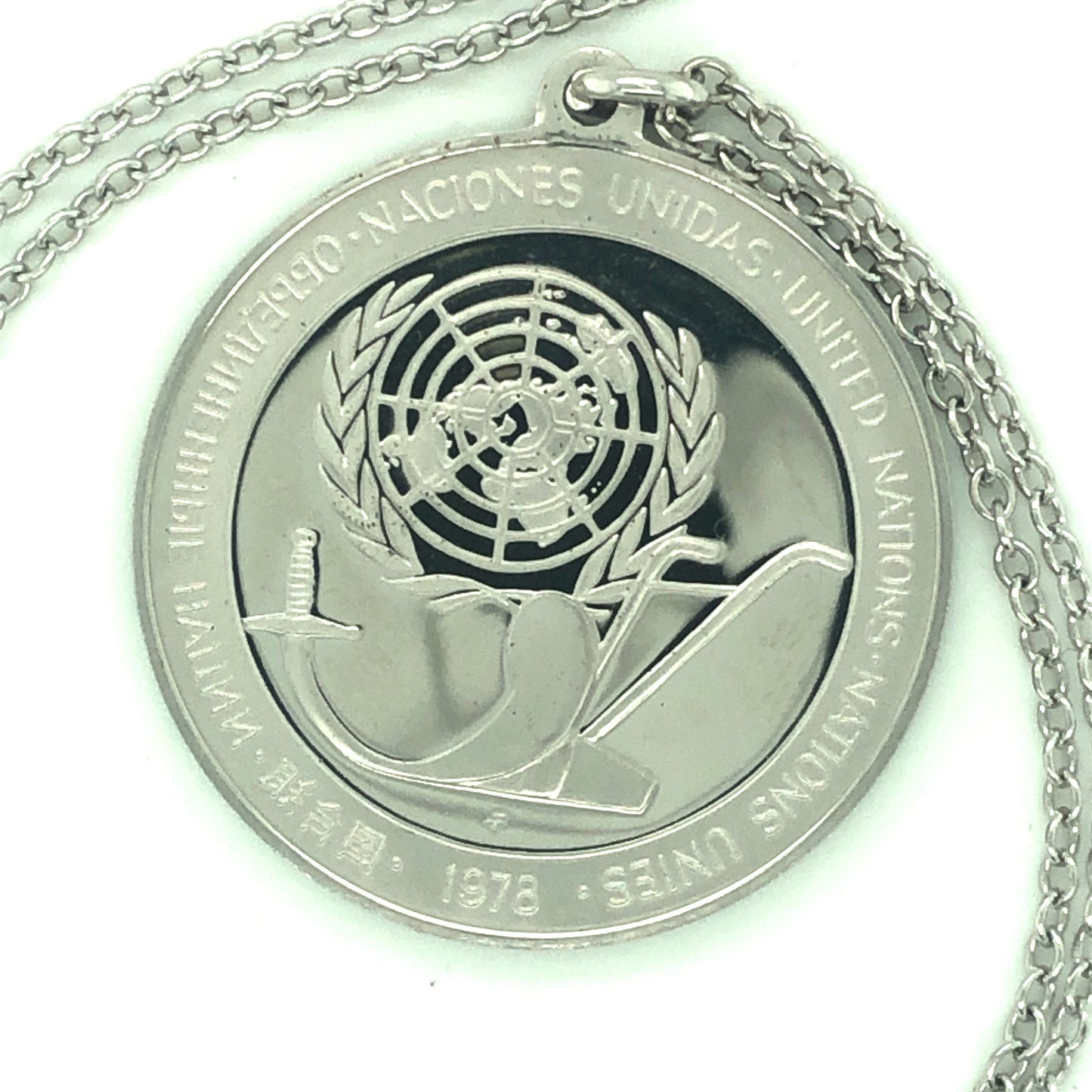 1978 United Nations Peace Medal Necklace