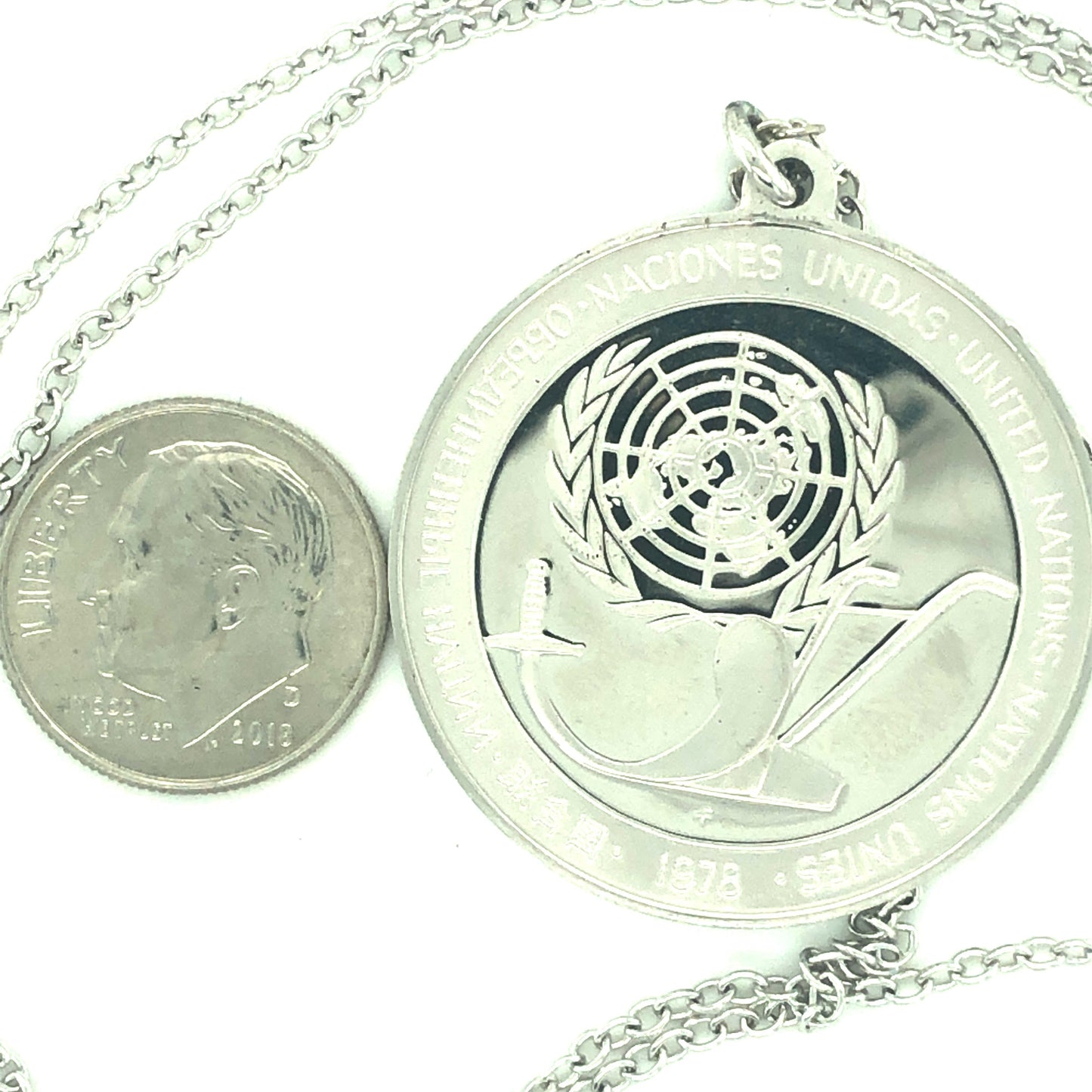 1978 United Nations Peace Medal Necklace