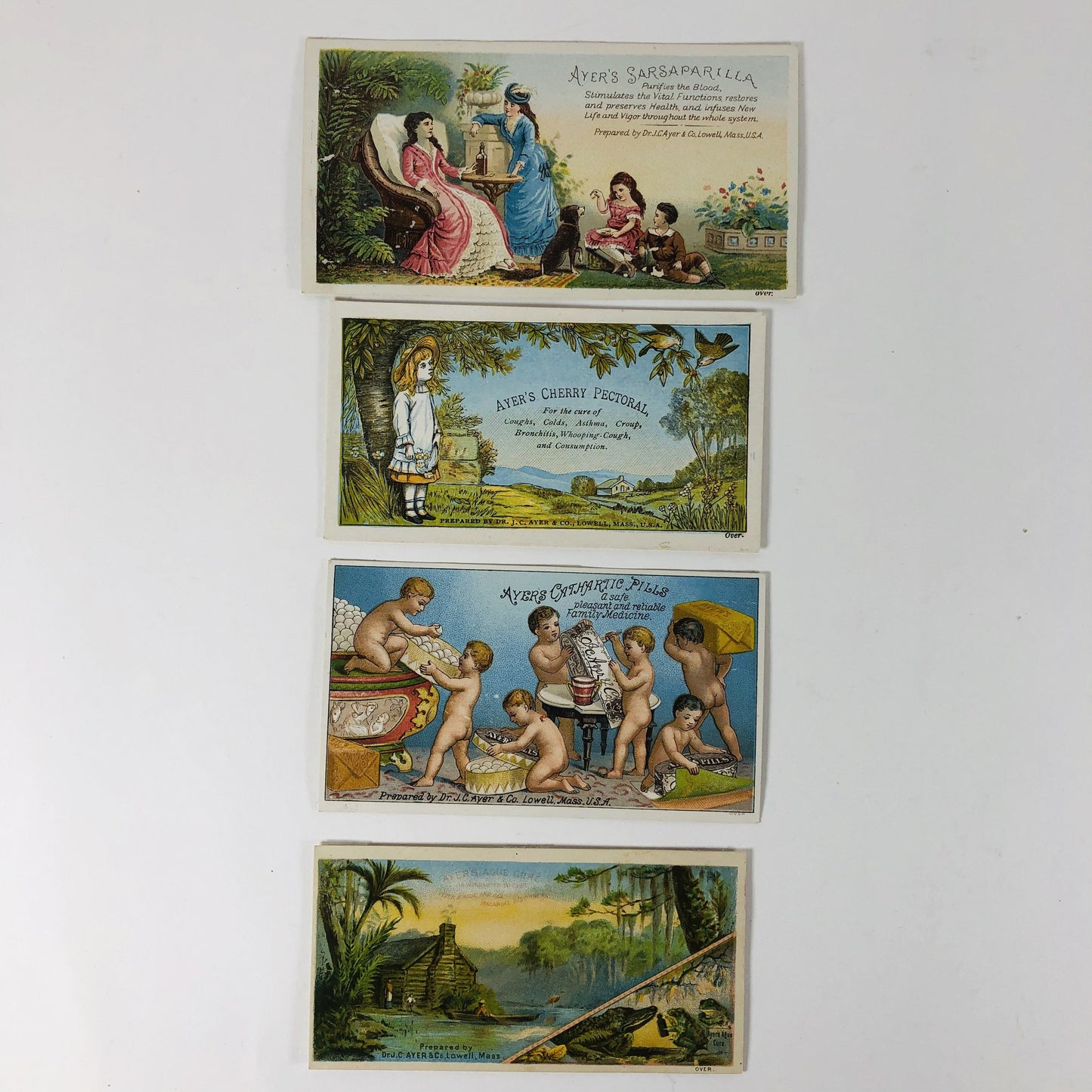 Lot Of 8 Ayers Trading Cards Cherry Pectoral Sarsaparilla Black Americana Victorian Advertisement