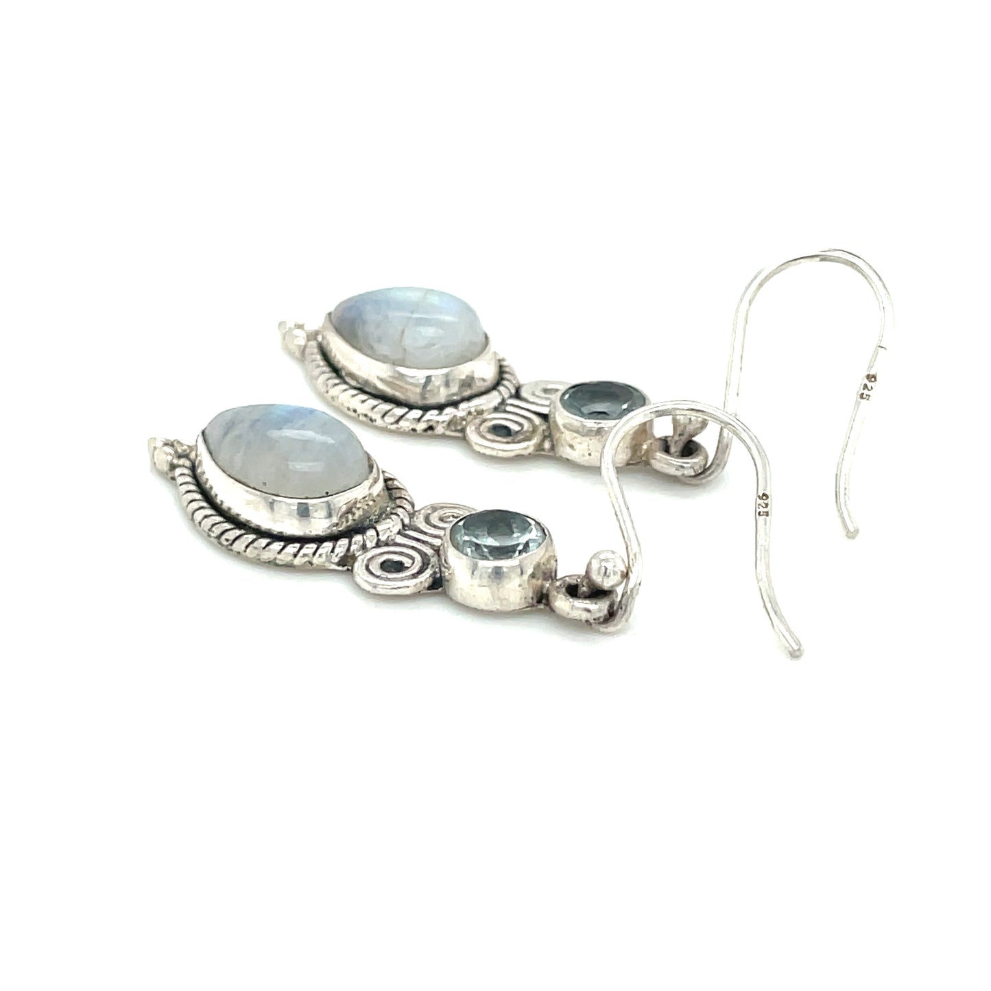 Sterling Silver and Topaz Earrings India 4.6 Grams