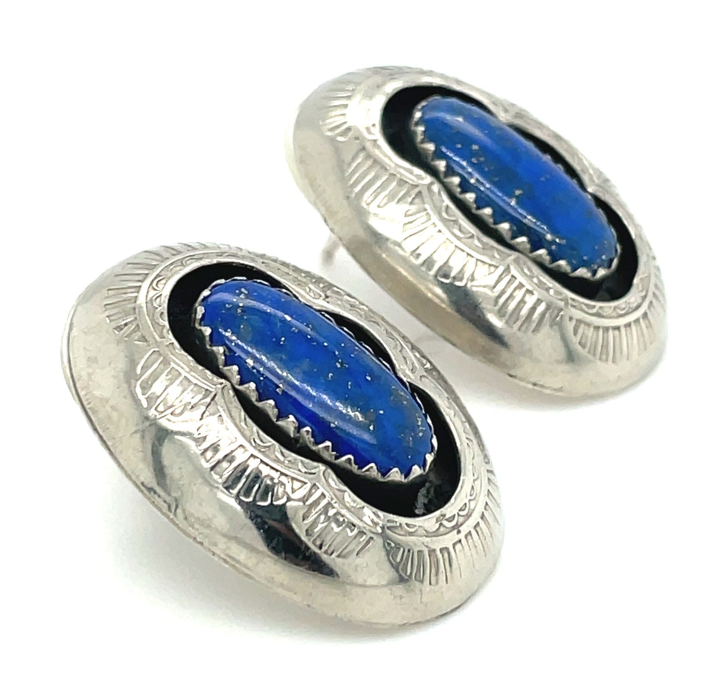 Vintage Southwestern Sterling Silver and Lapis Lazuli Earrings 5.6 Grams