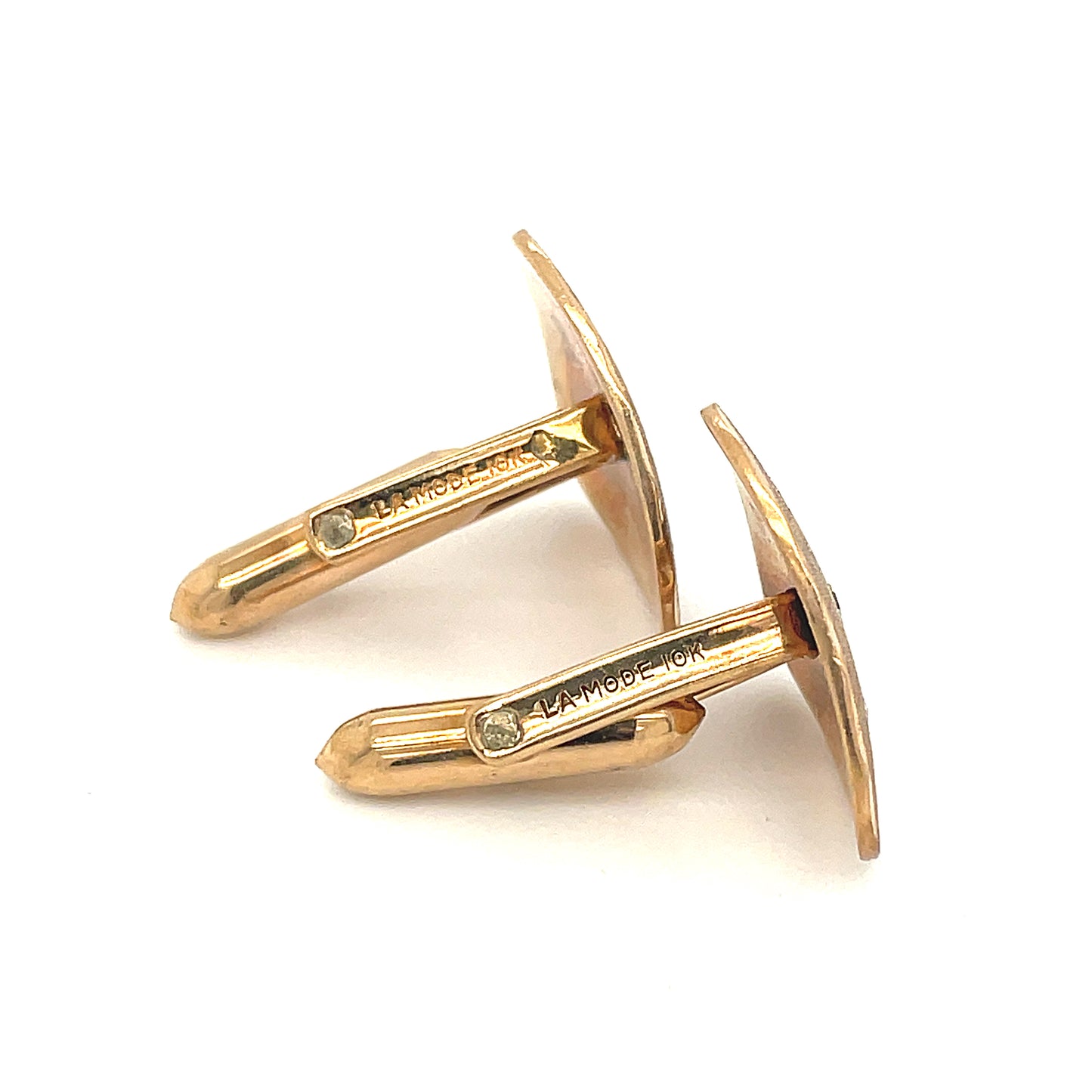 Vintage La Mode 10k Gold Diamond Cuff Links