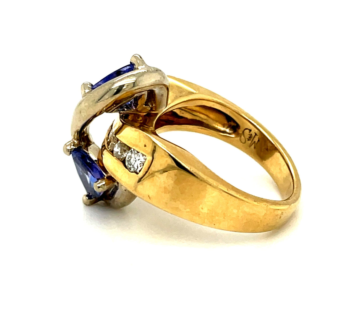 Vintage 14k Yellow Gold Tanzanite and Diamond Ring 9.5 Grams Size 5.5