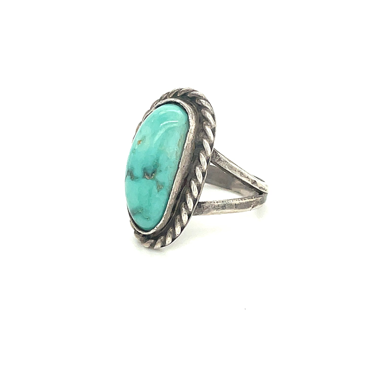 Vintage Native American Silver Turquoise Ring 4.5 Southwestern