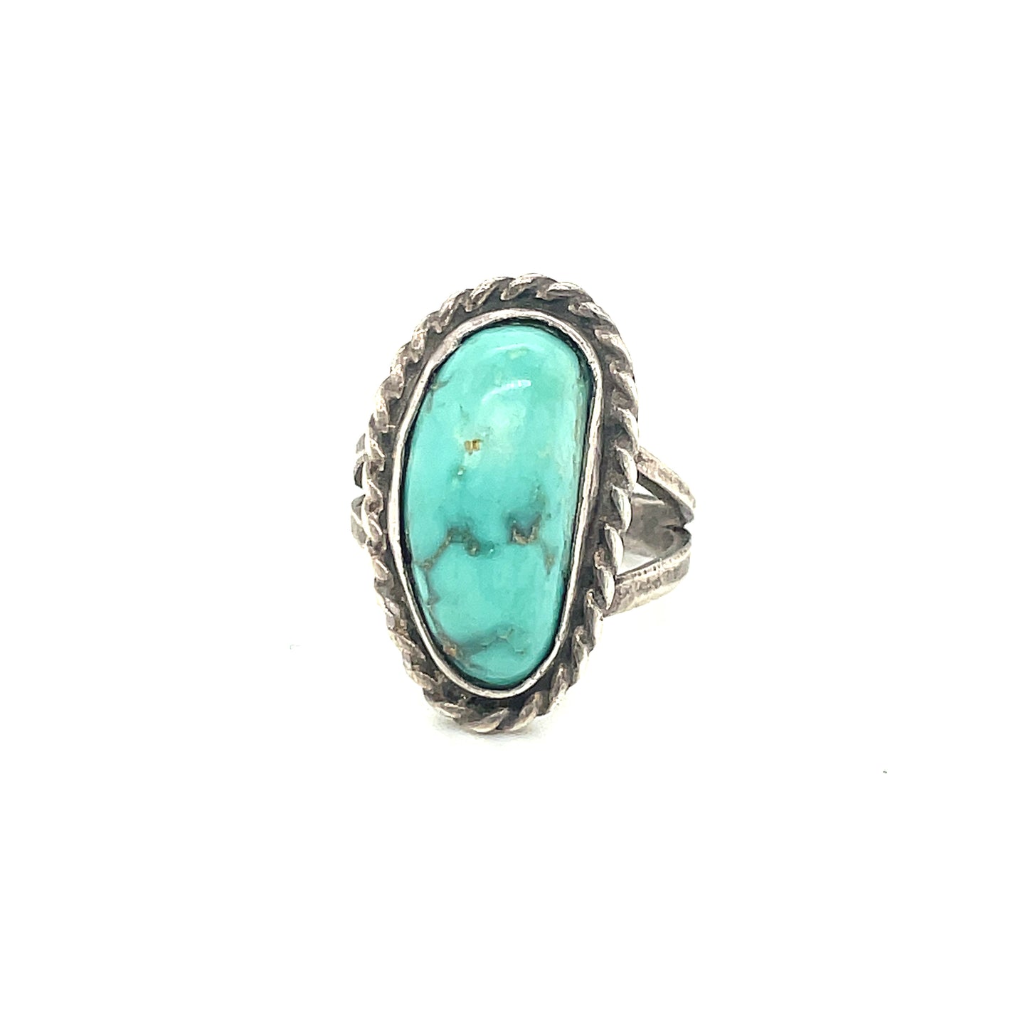 Vintage Native American Silver Turquoise Ring 4.5 Southwestern