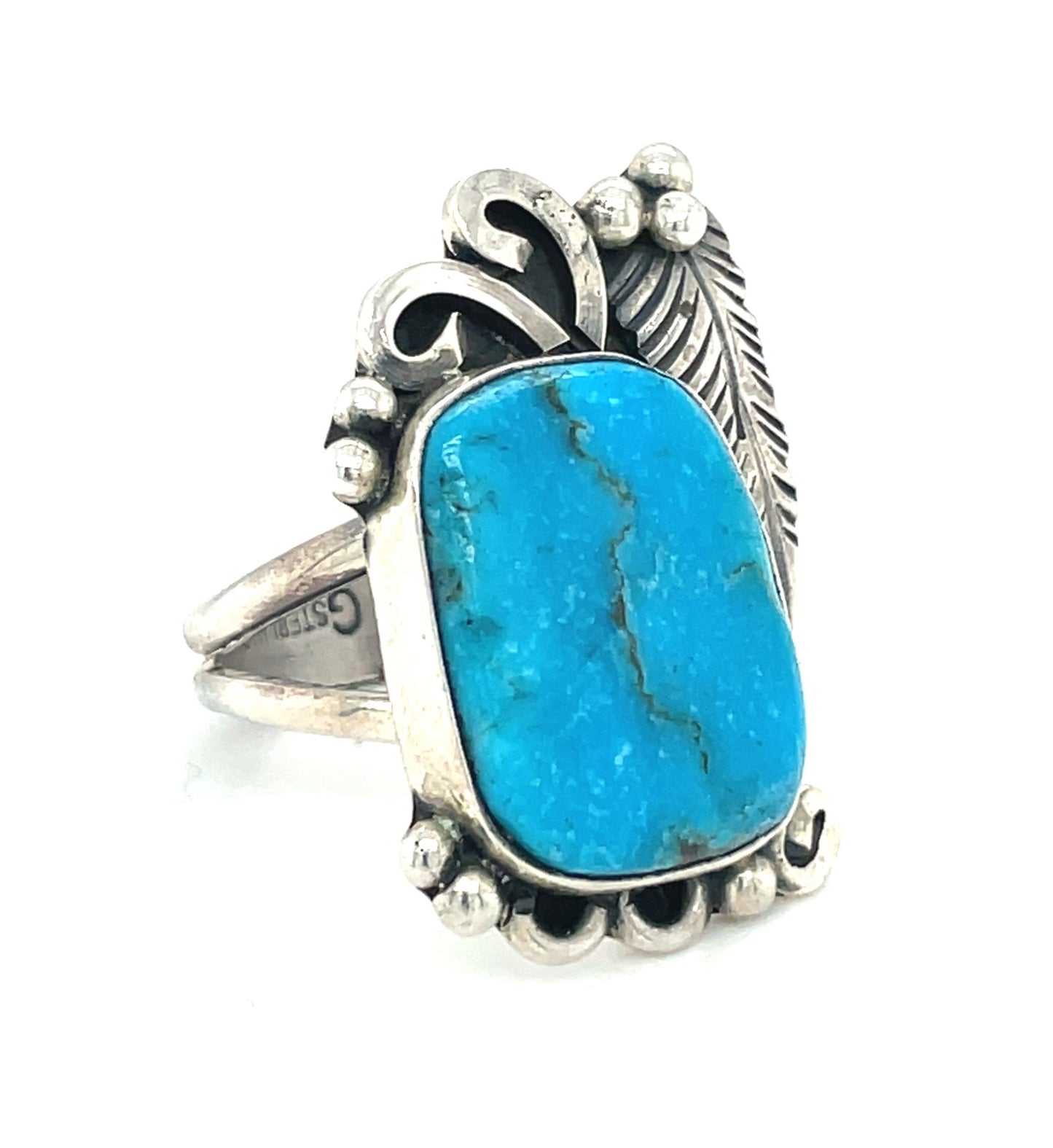 Vintage Southwestern Sterling Silver and Turquoise Ring Size 7 1/4