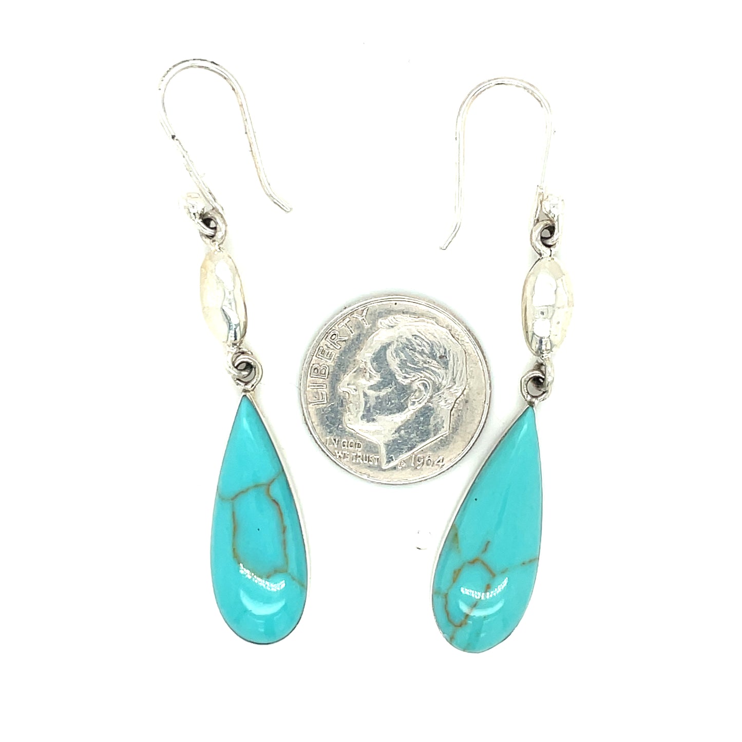Sterling Silver and Turquoise Earrings Mexico 4.6 Grams