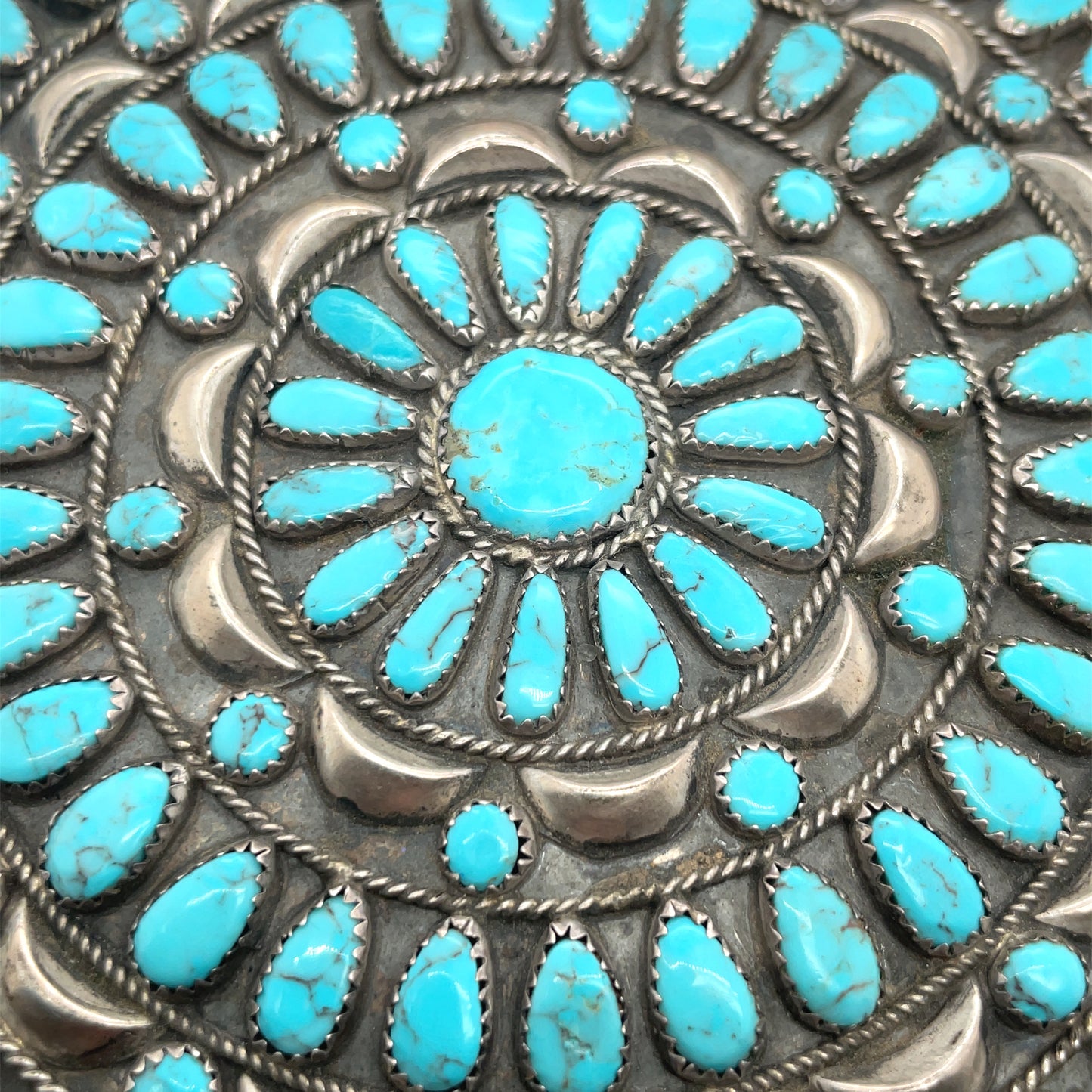 Vintage Kingman Turquoise and Sterling Silver Brooch 70’s
