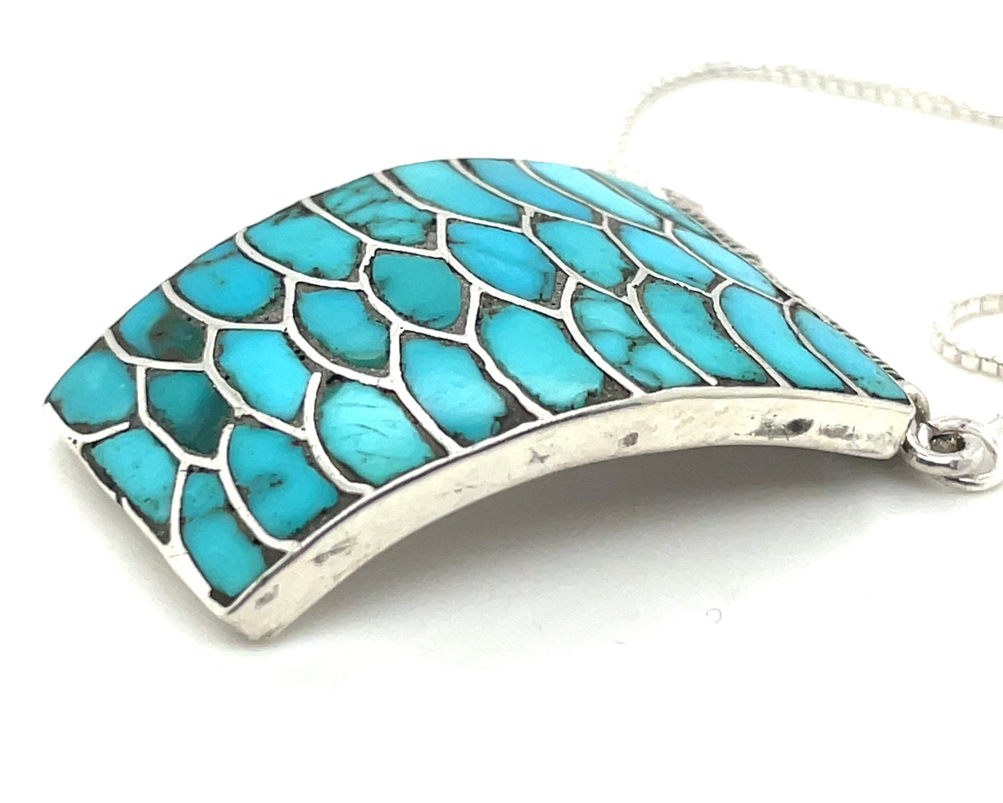 Vintage Sterling Silver and Turquoise Pendant and Chain