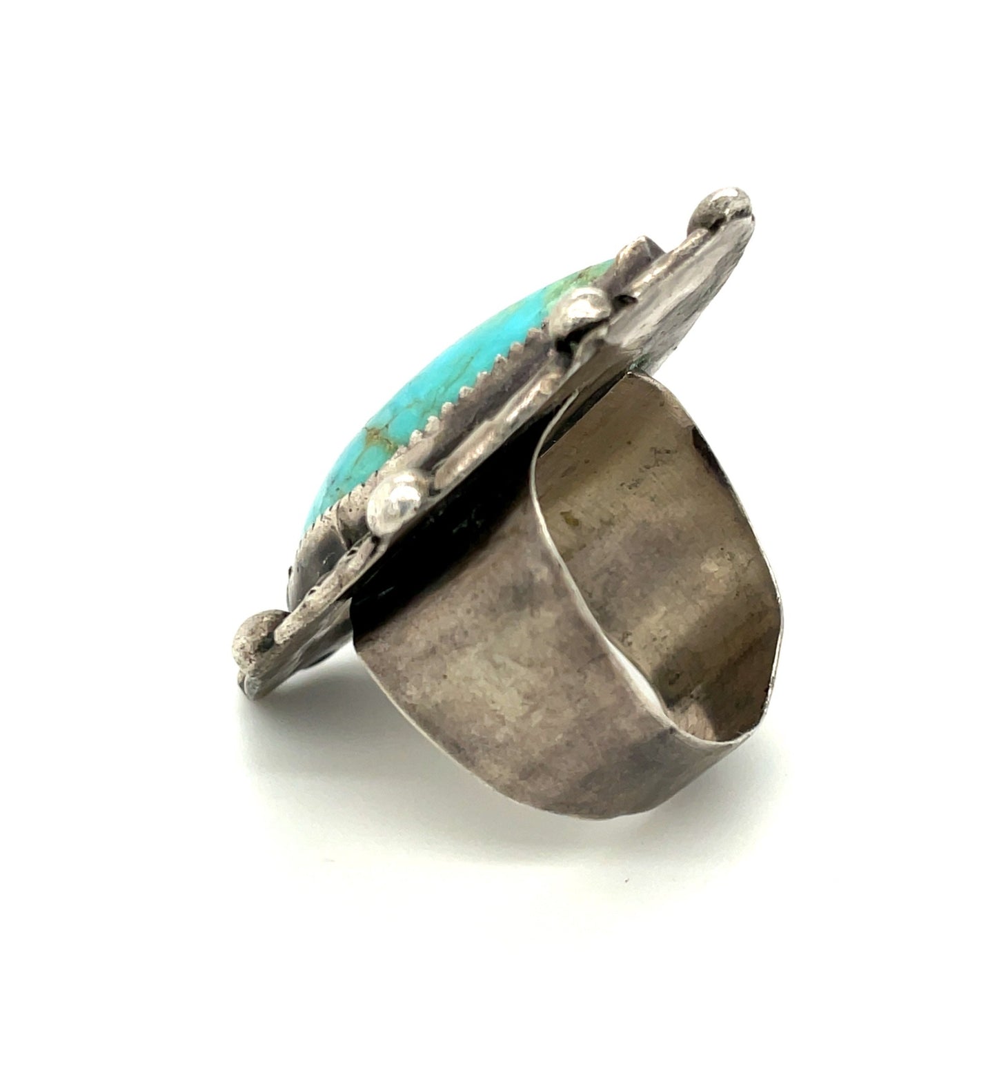 Vintage Southwestern Sterling Silver and Turquoise Ring Size 13