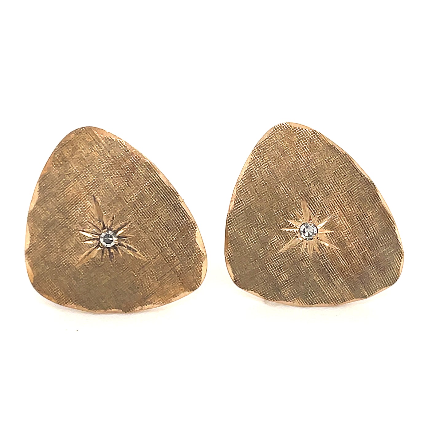 Vintage La Mode 10k Gold Diamond Cuff Links