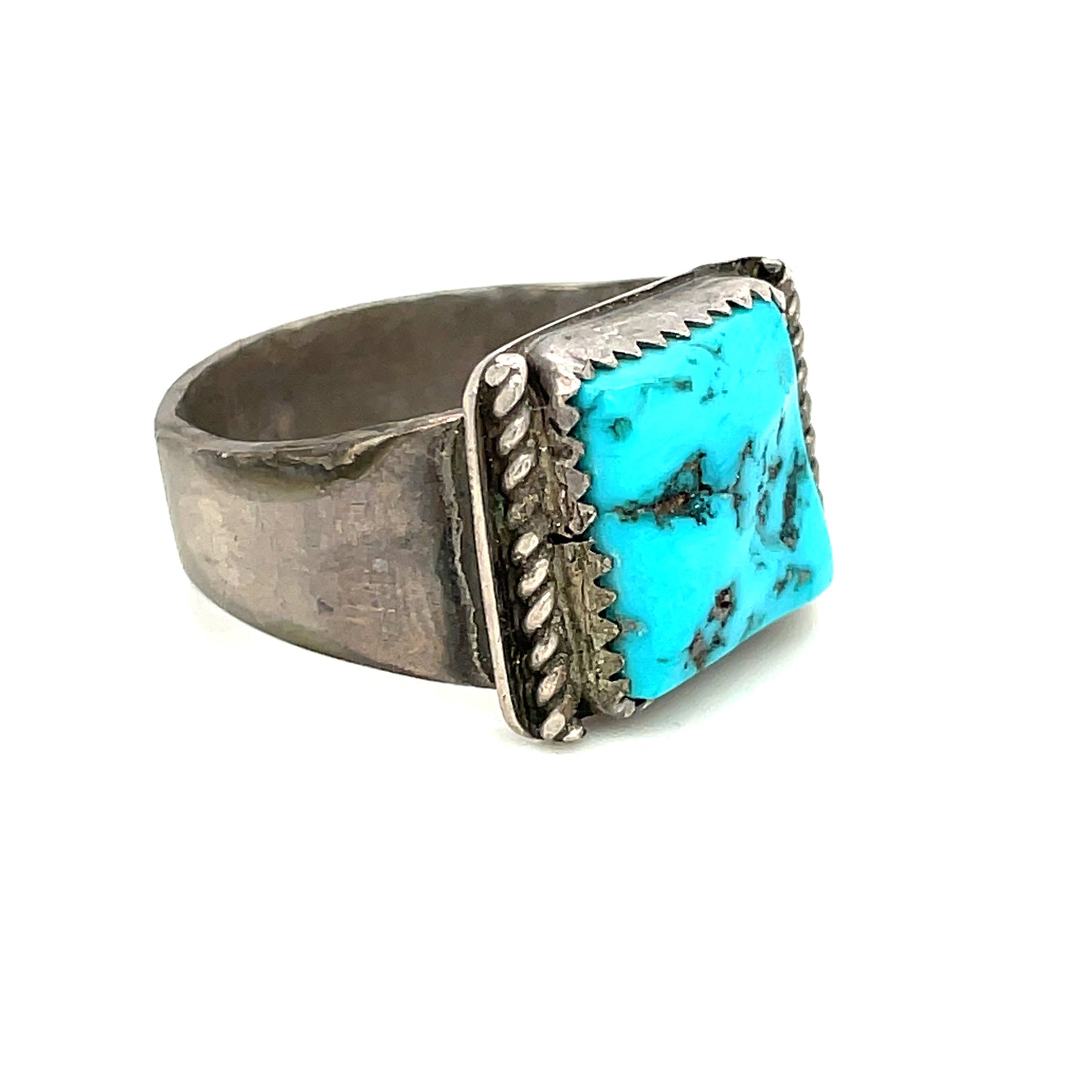 Southwestern Sterling Silver and Turquoise Ring Size 10 Native American 9.6g
