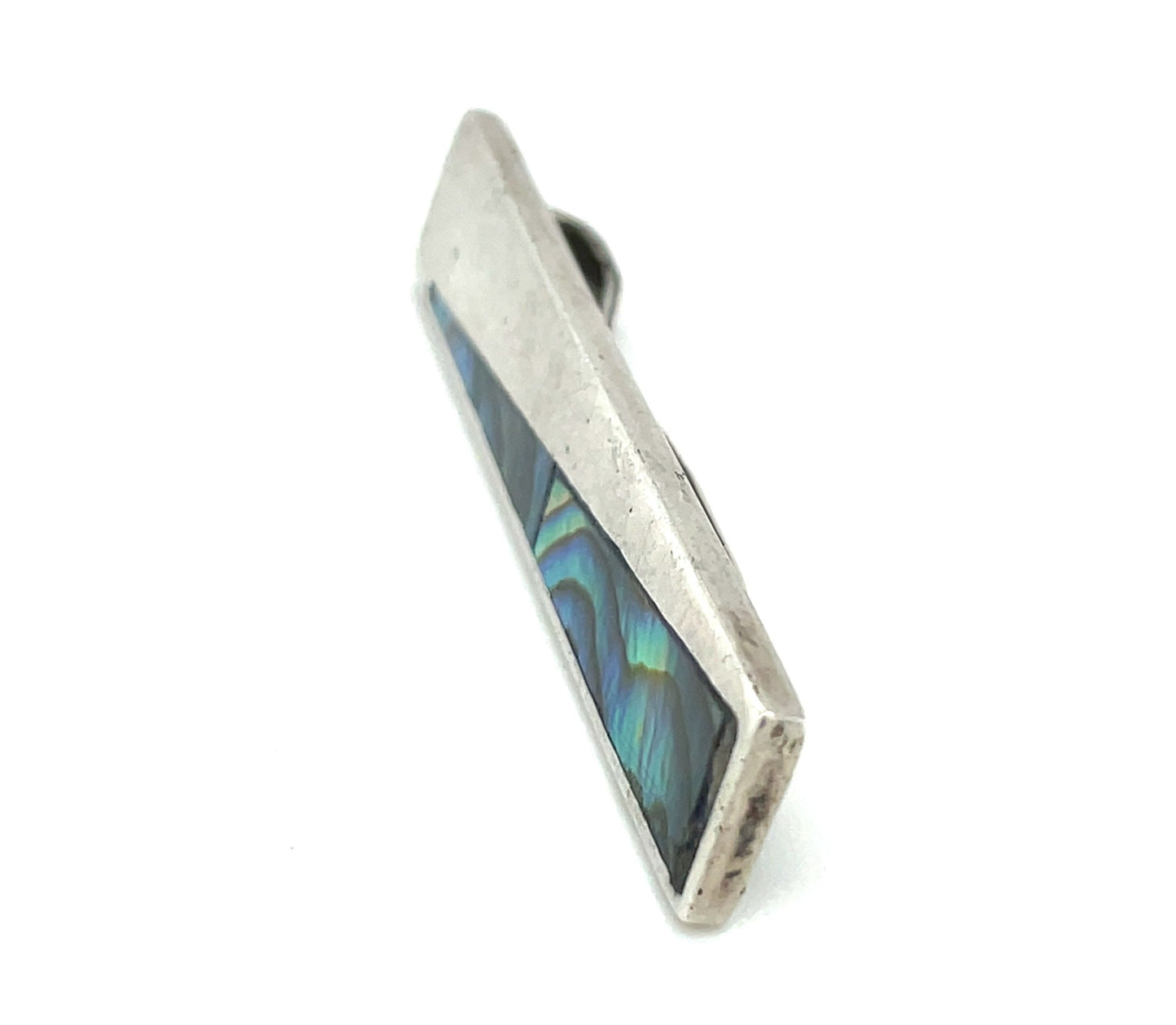 Vintage Sterling Silver and Abalone Shell Tie Clip Mexico 6.4 Grams