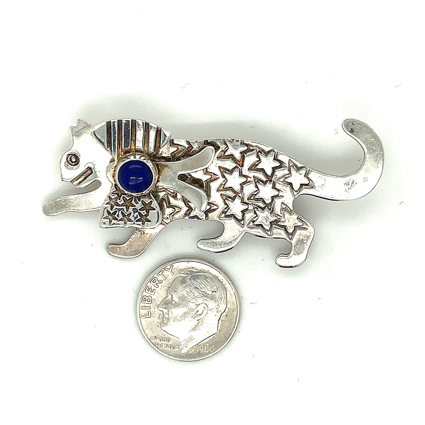Vintage Grady Alexander Sterling Silver Cat Pin Brooch
