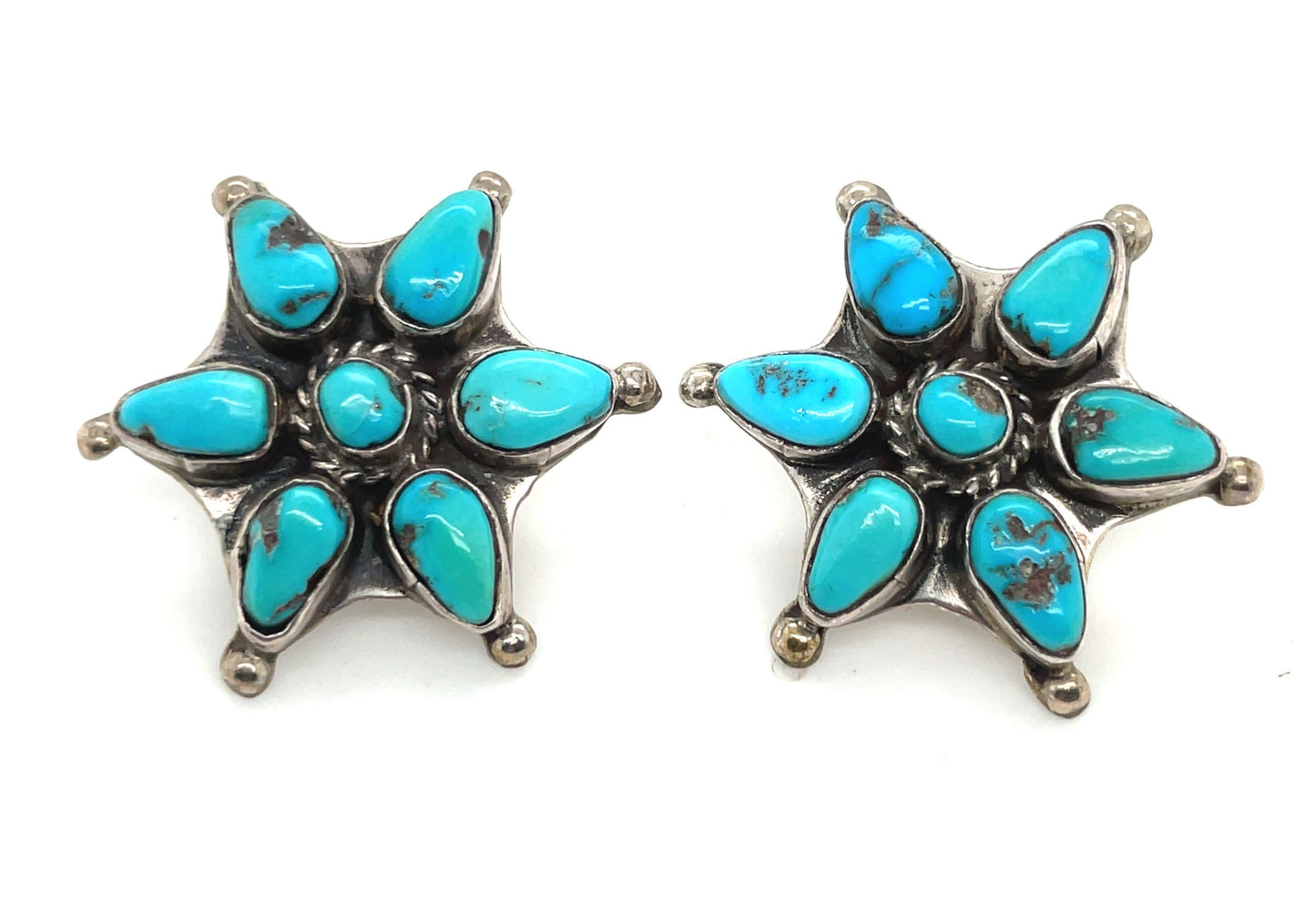 Vintage Royston Turquoise and Sterling Silver Earrings 50’s Southwestern