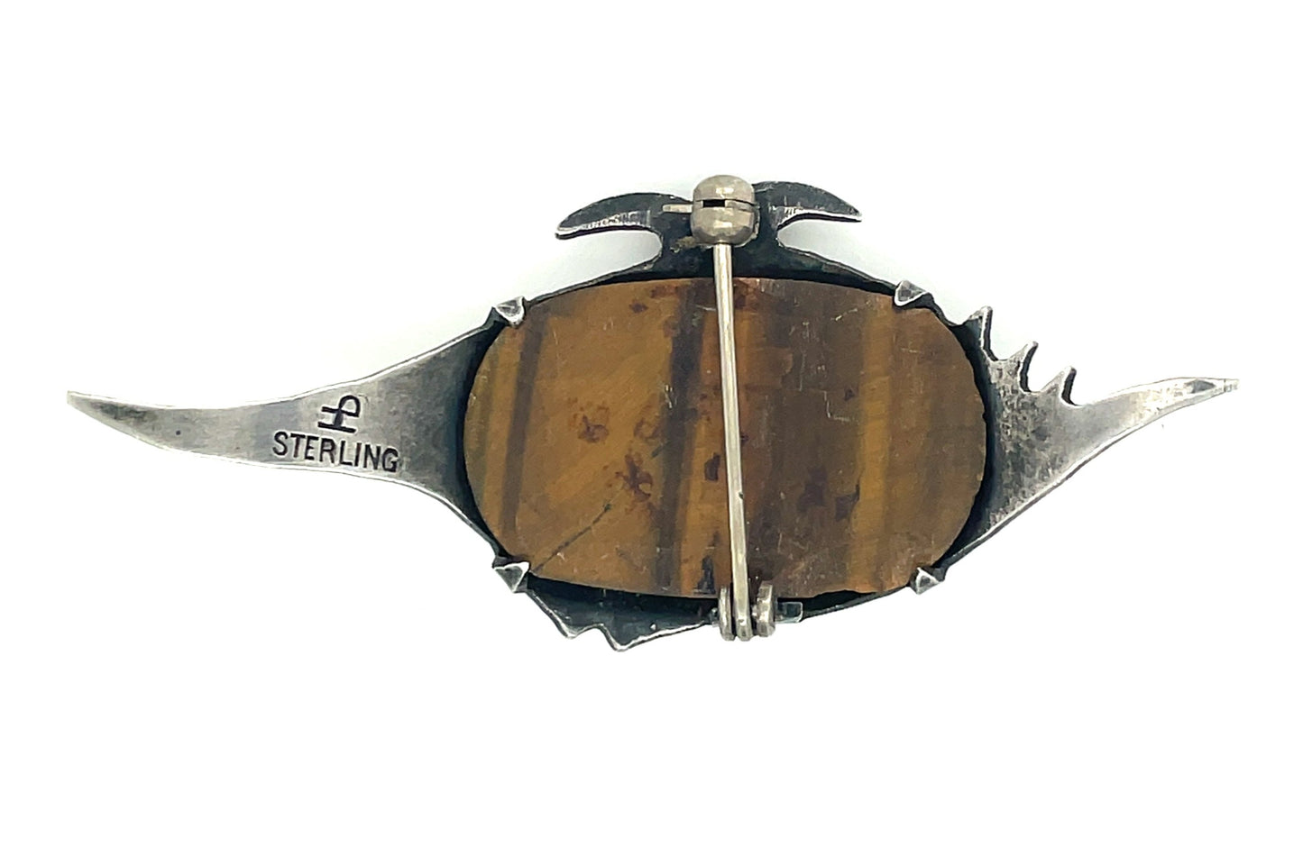 Sterling Silver and Tigers Eye Pin / Brooch