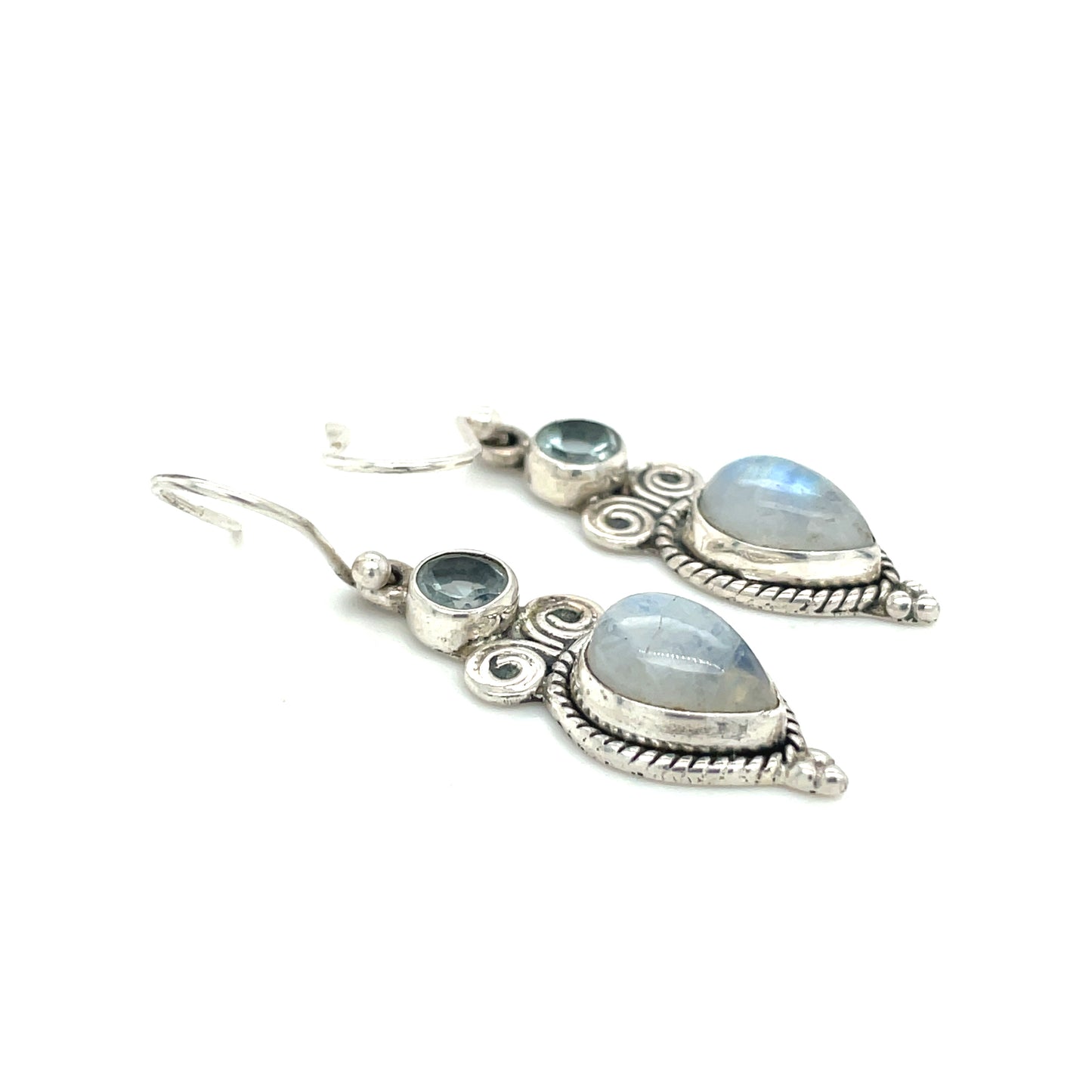 Sterling Silver and Topaz Earrings India 4.6 Grams