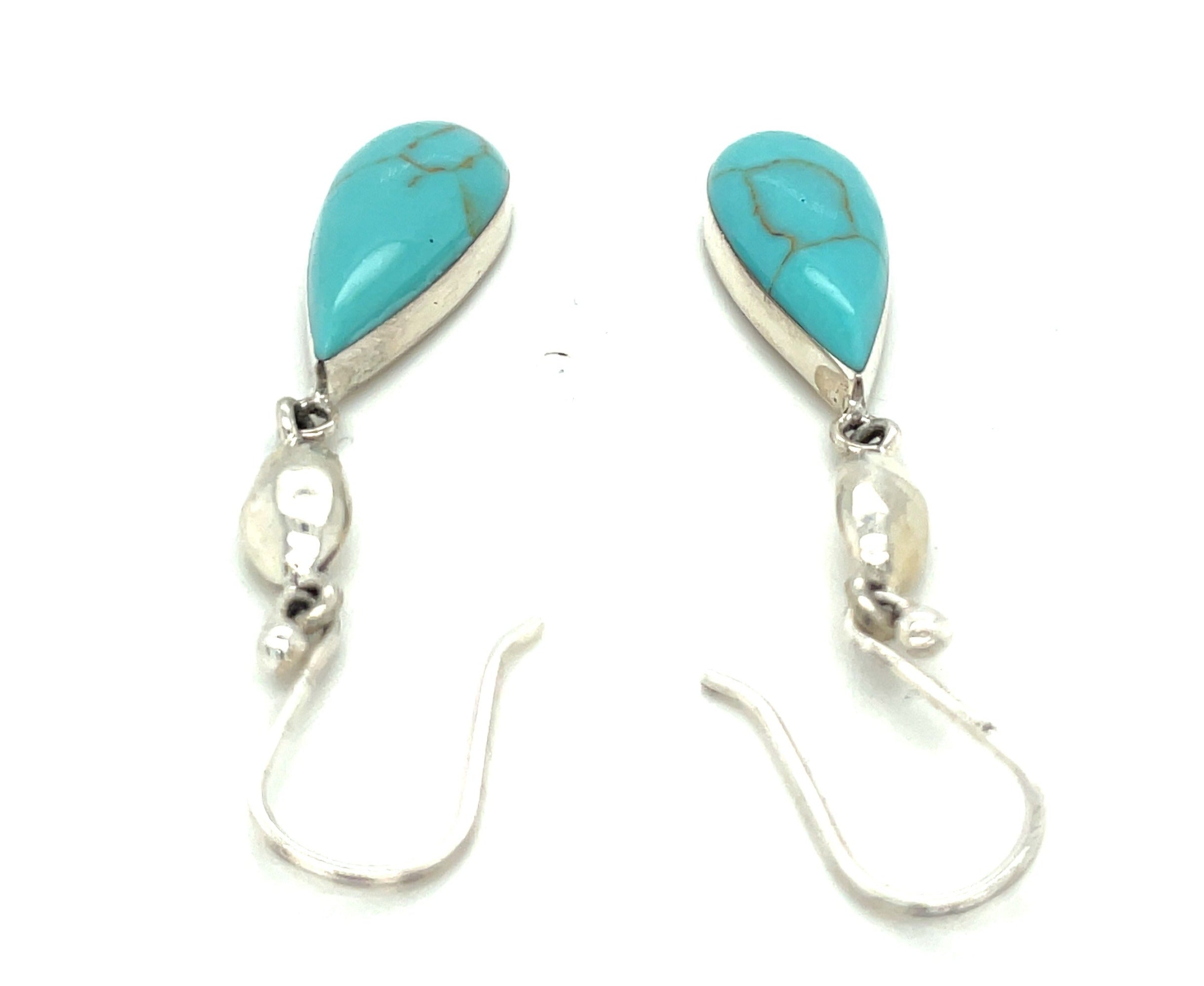 PAIR OF 4 GRAMS STERLING SILVER newest AND TURQUOISE WIRE EARRINGS