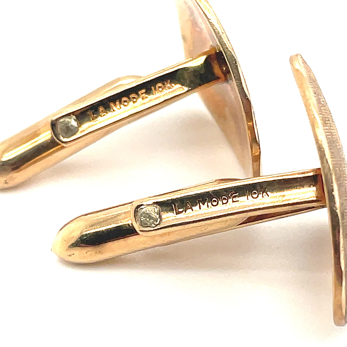 Vintage La Mode 10k Gold Diamond Cuff Links