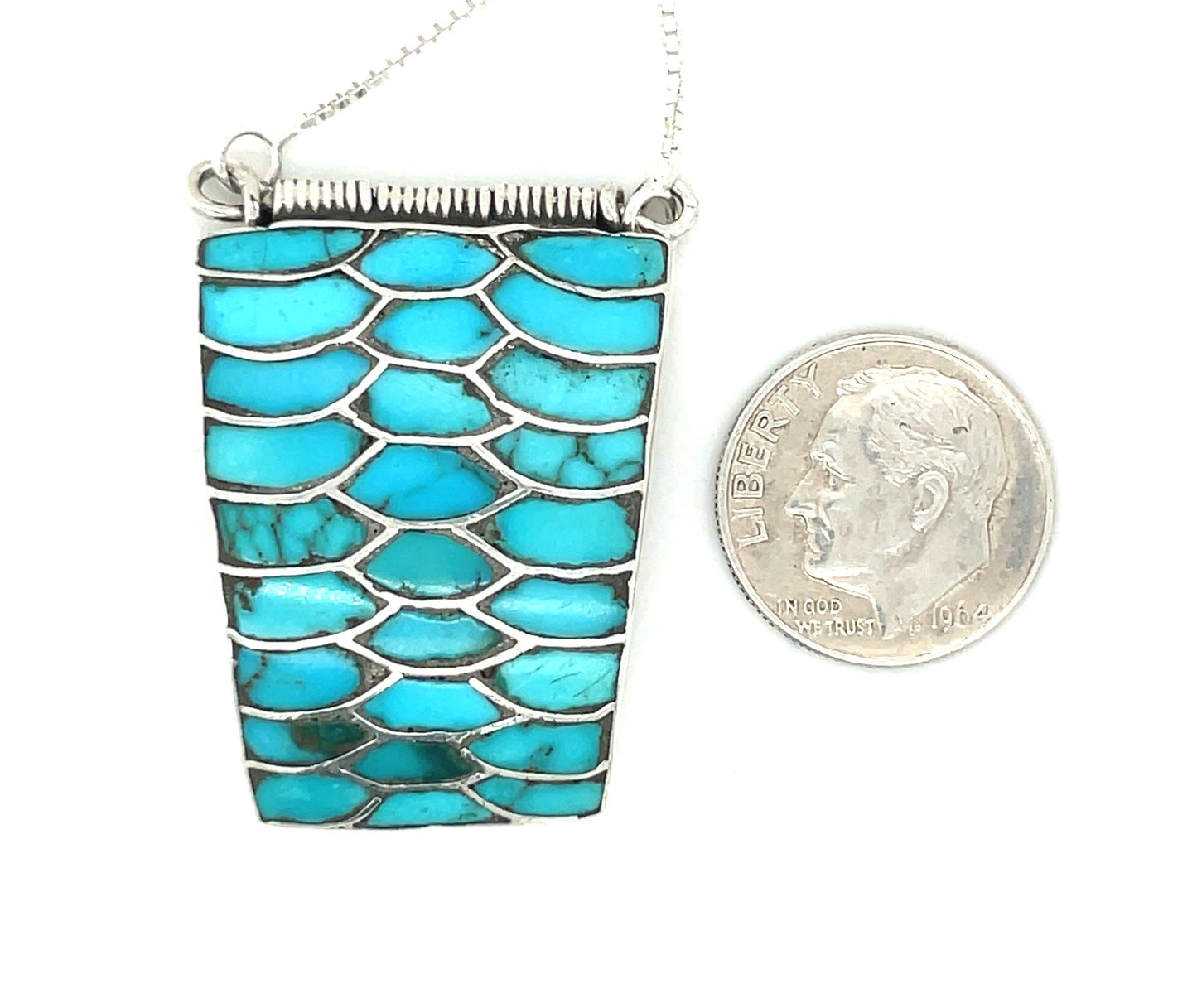 Vintage Sterling Silver and Turquoise Pendant and Chain