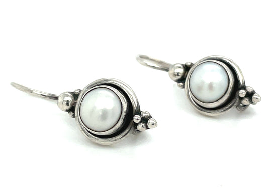 Sterling Silver and Pearl Earrings 3.7 Grams
