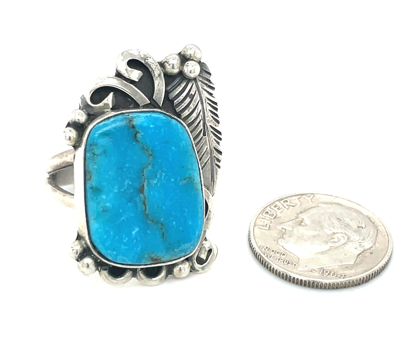 Vintage Southwestern Sterling Silver and Turquoise Ring Size 7 1/4
