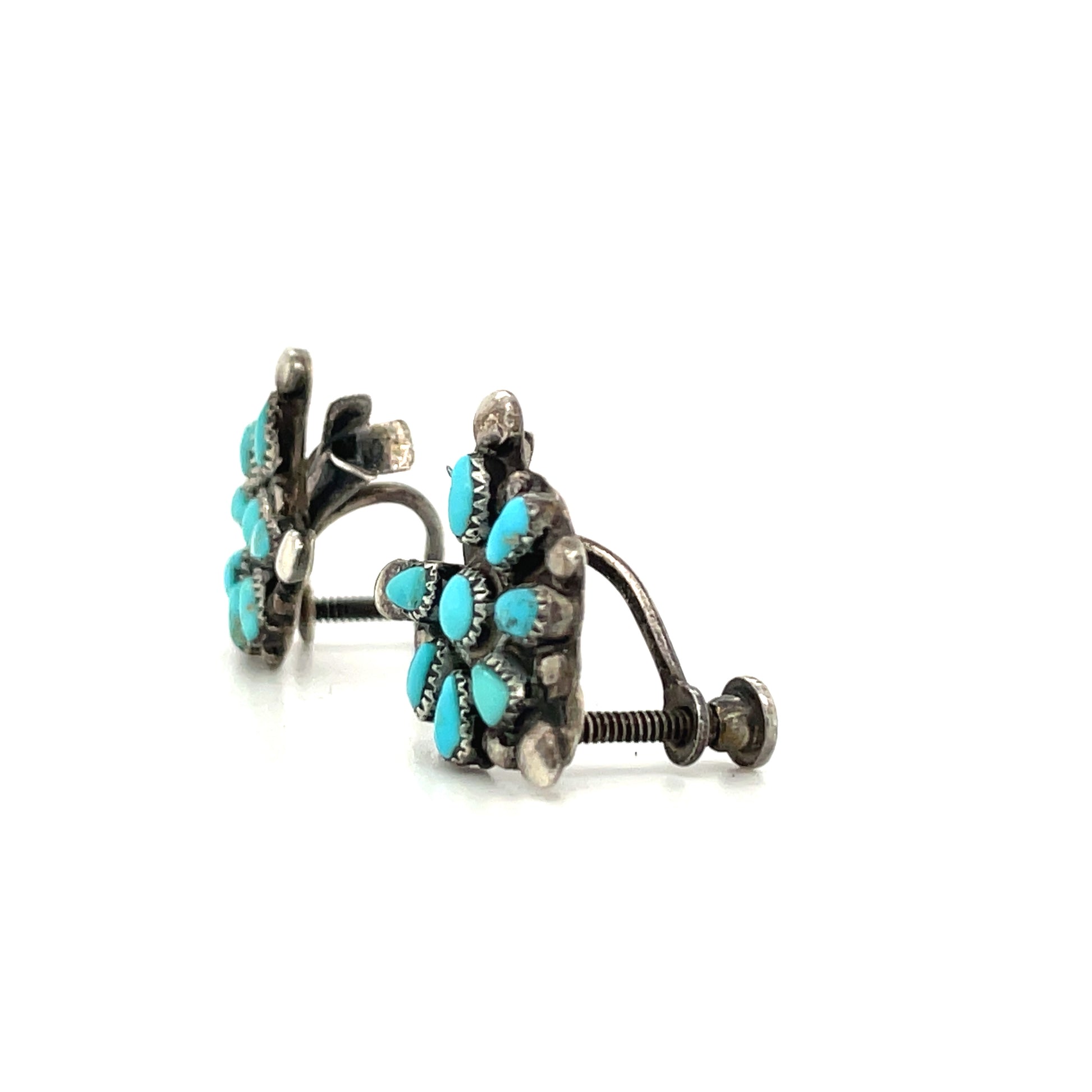 Vintage Sterling Silver Screw Back Earrings 925 - 835 Lot Of 10 Turquoise  Coral