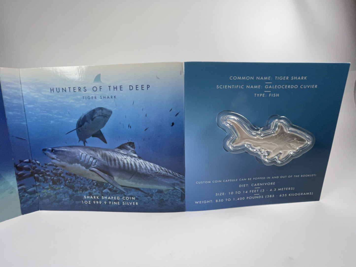 2020 Hunters of the Deep $2 Tiger Shark 1oz Silver Coin PAMP Suisse