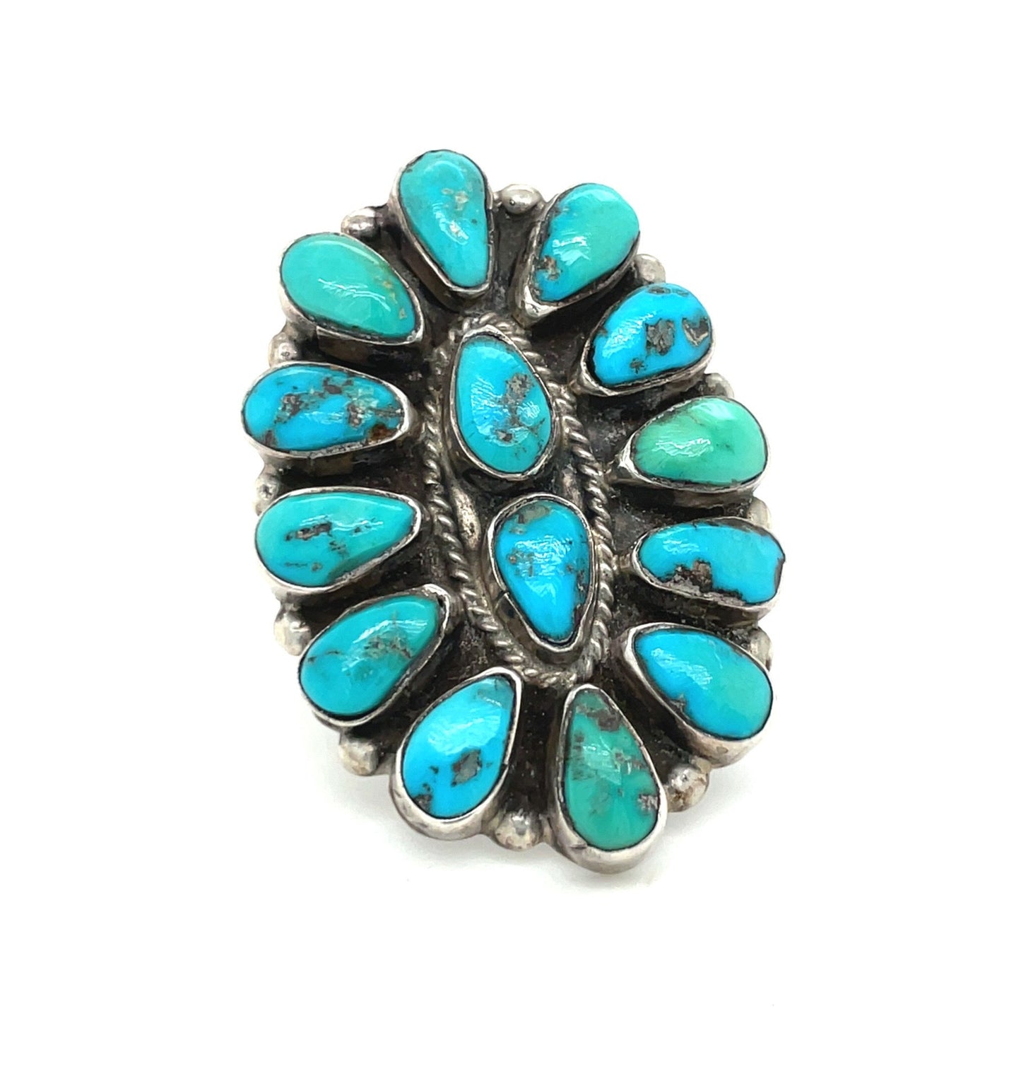 Vintage Bisbee Turquoise and Sterling Silver Ring 70’s SZ 7