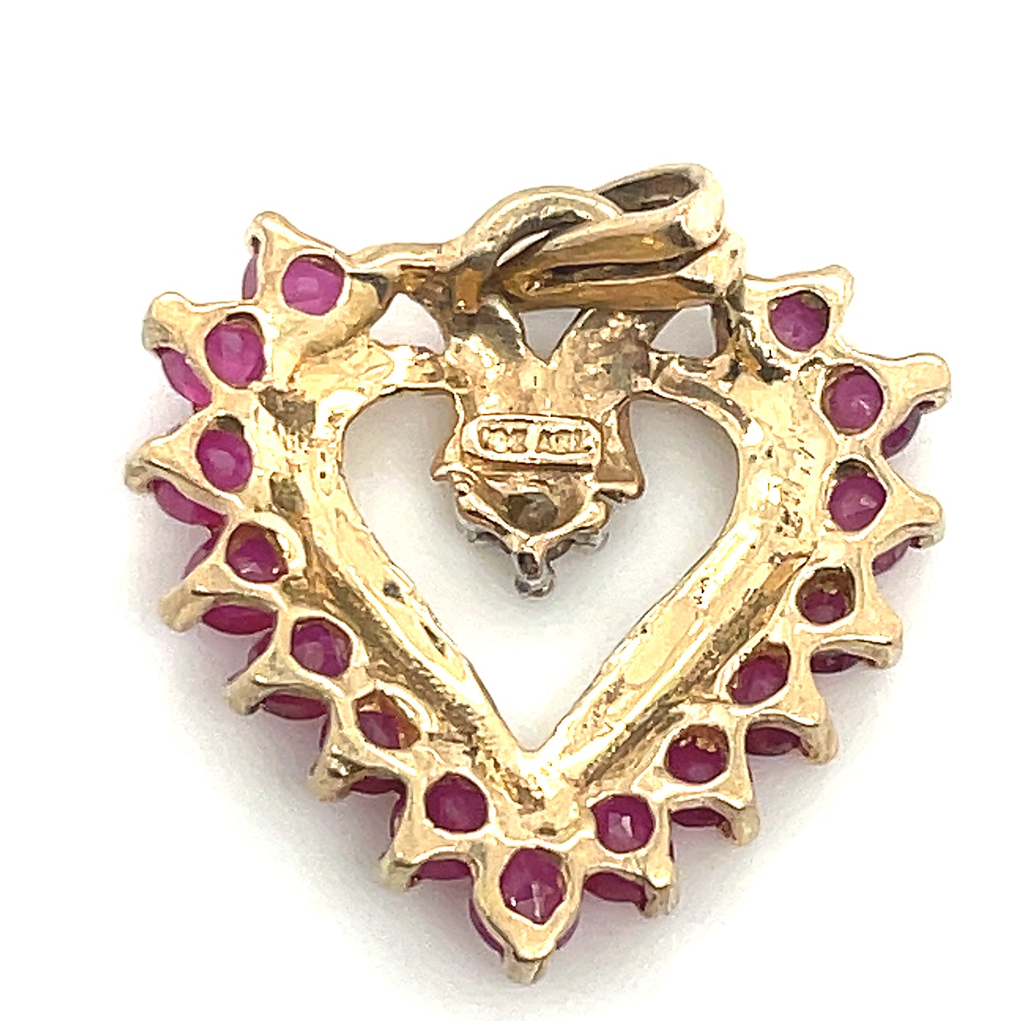 10K Gold Ruby and Diamond Heart Pendant