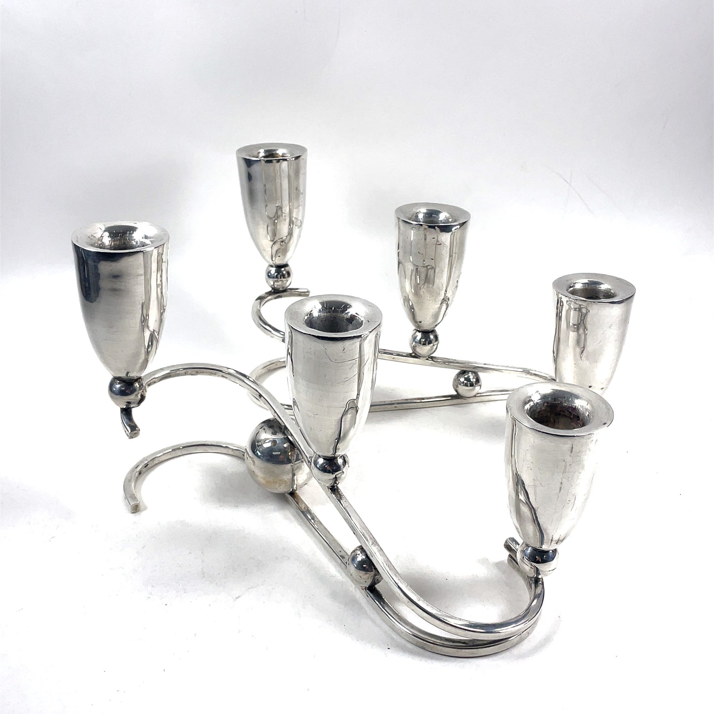 Sterling Silver Mid Century Modern Candlestick Holders Made In Mexico 33.9 oz
