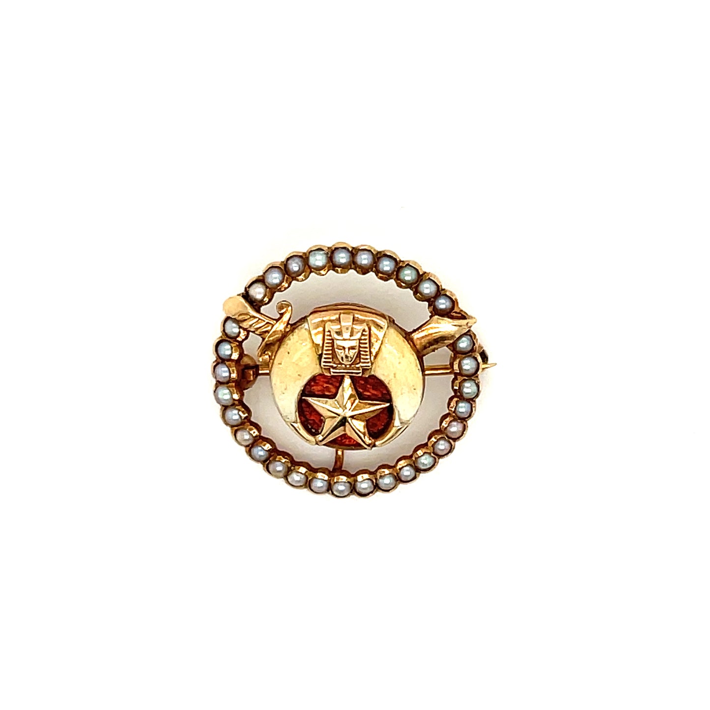 Antique Woman’s Egyptian Revival Masonic Shriners Eastern Star Pin 14k Yellow Gold 3.9g