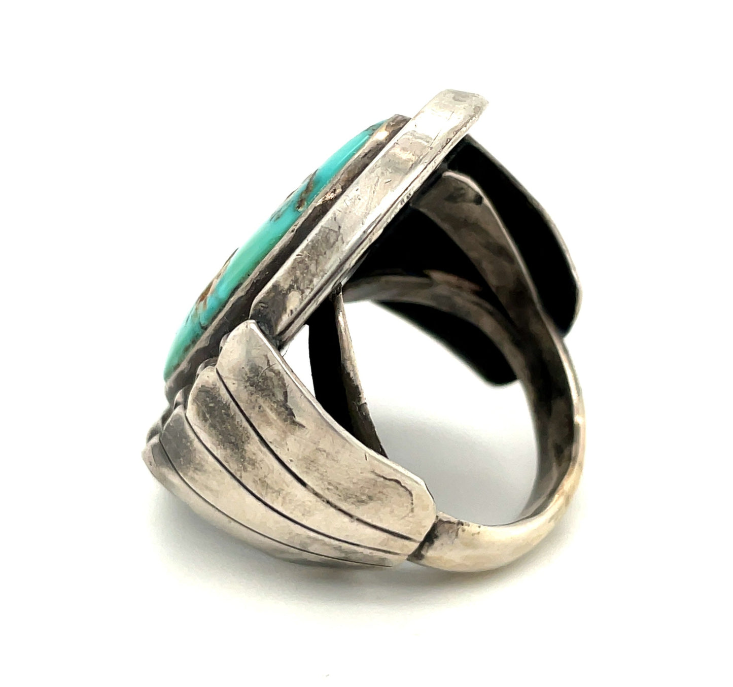 Vintage Southwestern Sterling Silver and Turquoise Ring Size 12