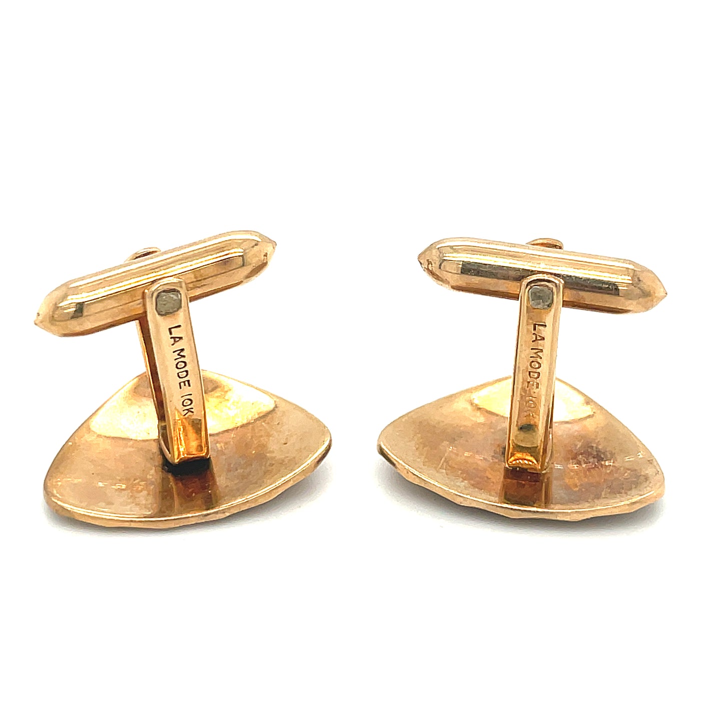 Vintage La Mode 10k Gold Diamond Cuff Links