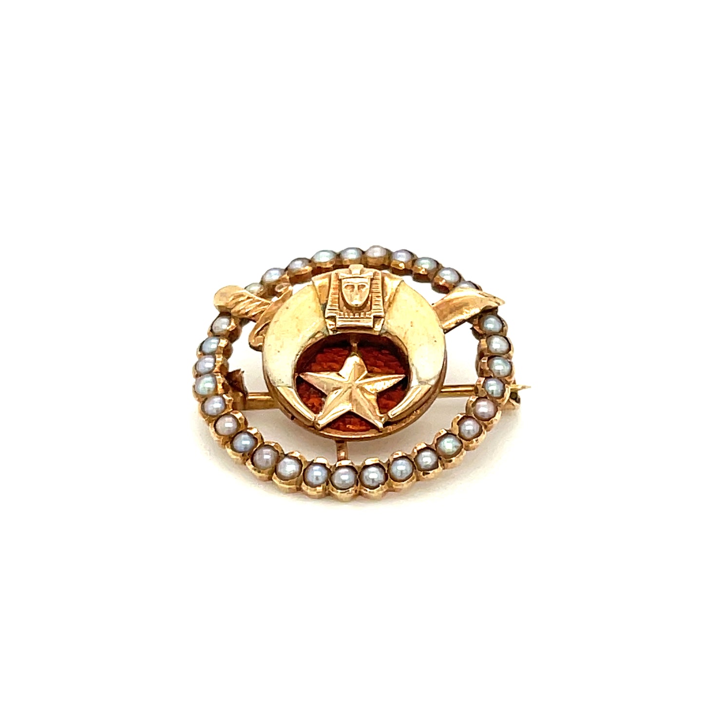 Antique Woman’s Egyptian Revival Masonic Shriners Eastern Star Pin 14k Yellow Gold 3.9g
