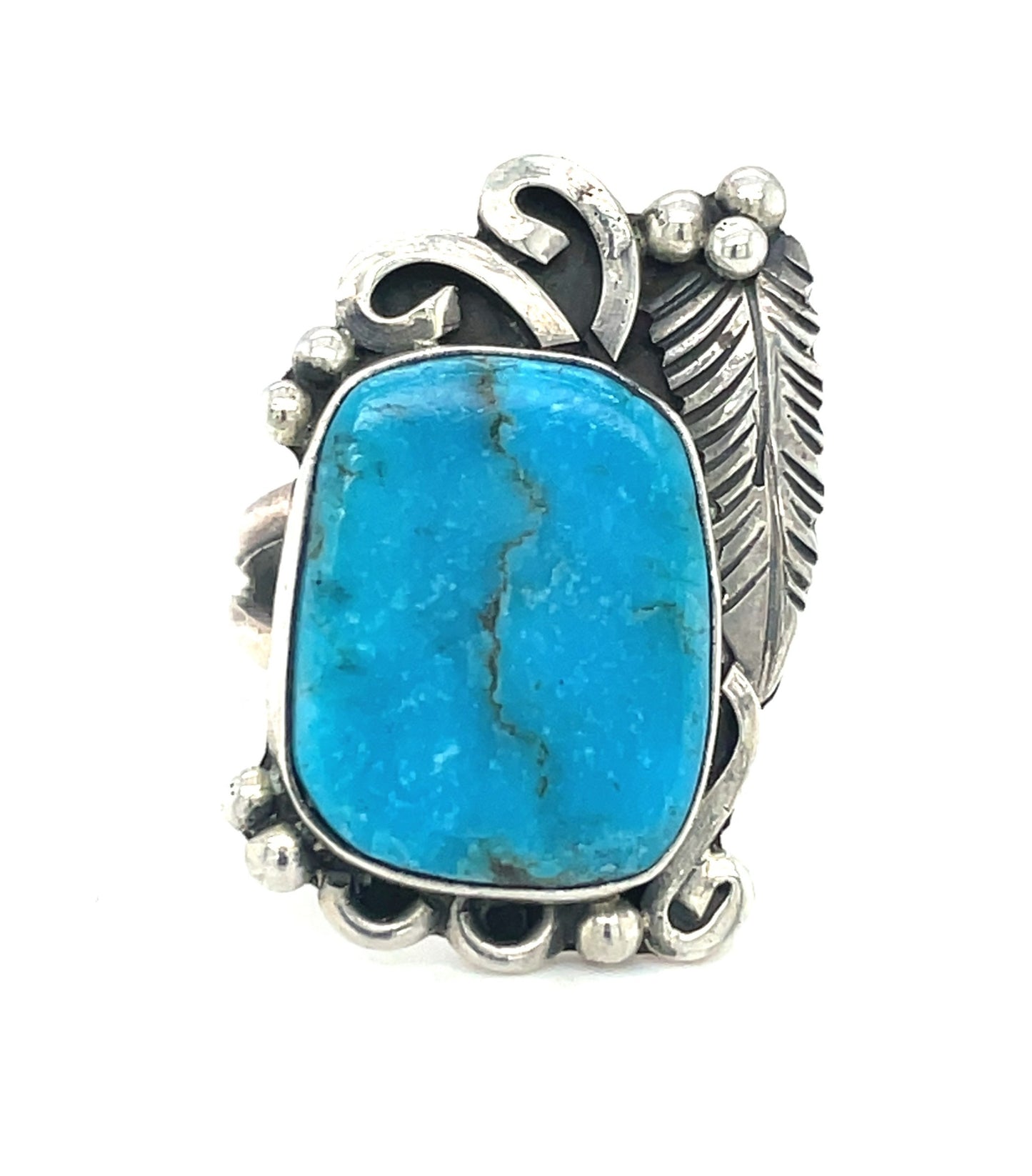 Vintage Southwestern Sterling Silver and Turquoise Ring Size 7 1/4