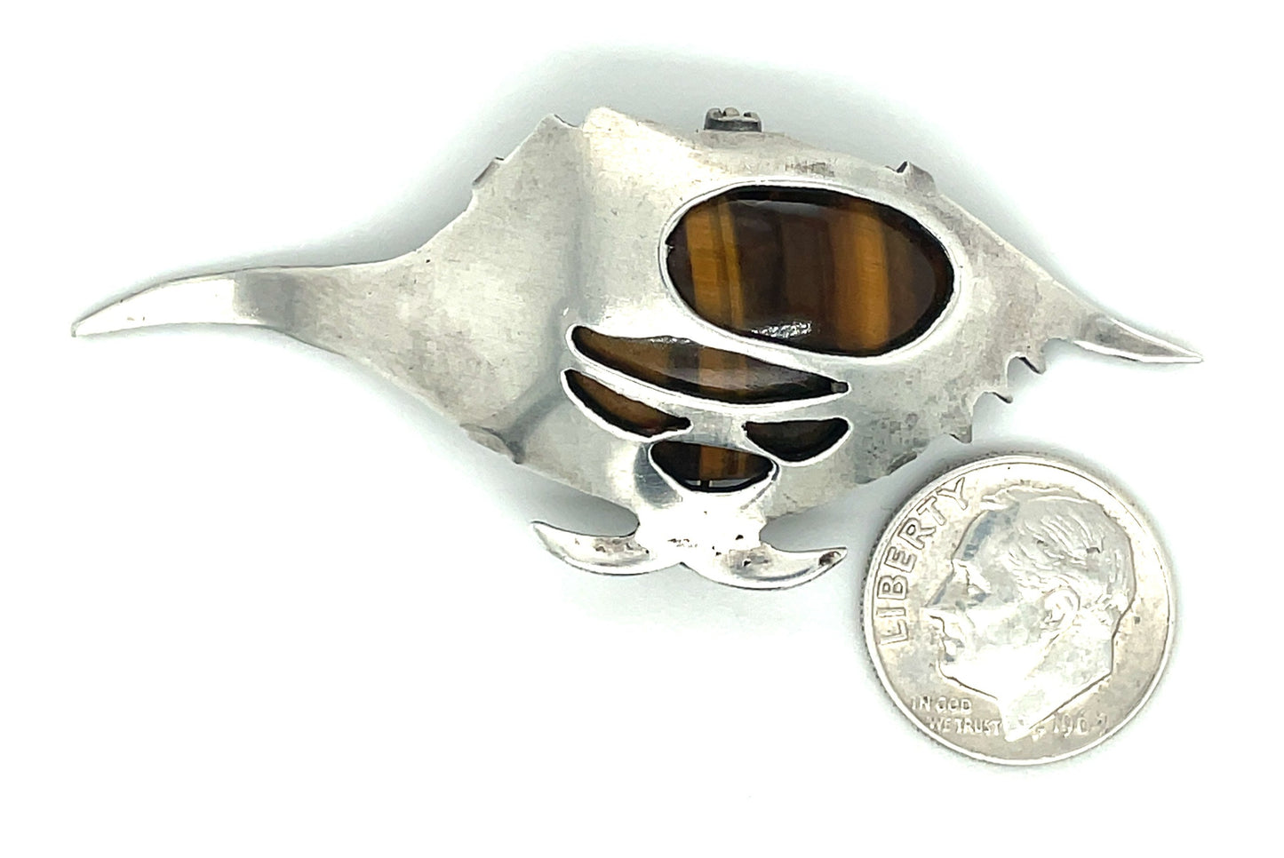 Sterling Silver and Tigers Eye Pin / Brooch