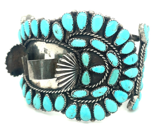 Vintage Kingman Turquoise Watch Cuff Bracelet 70’s