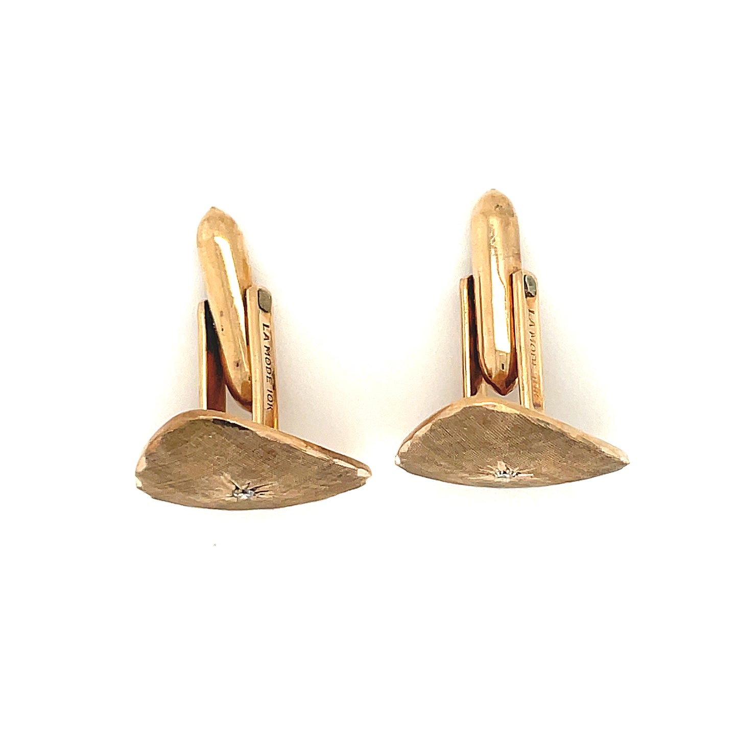 Vintage La Mode 10k Gold Diamond Cuff Links