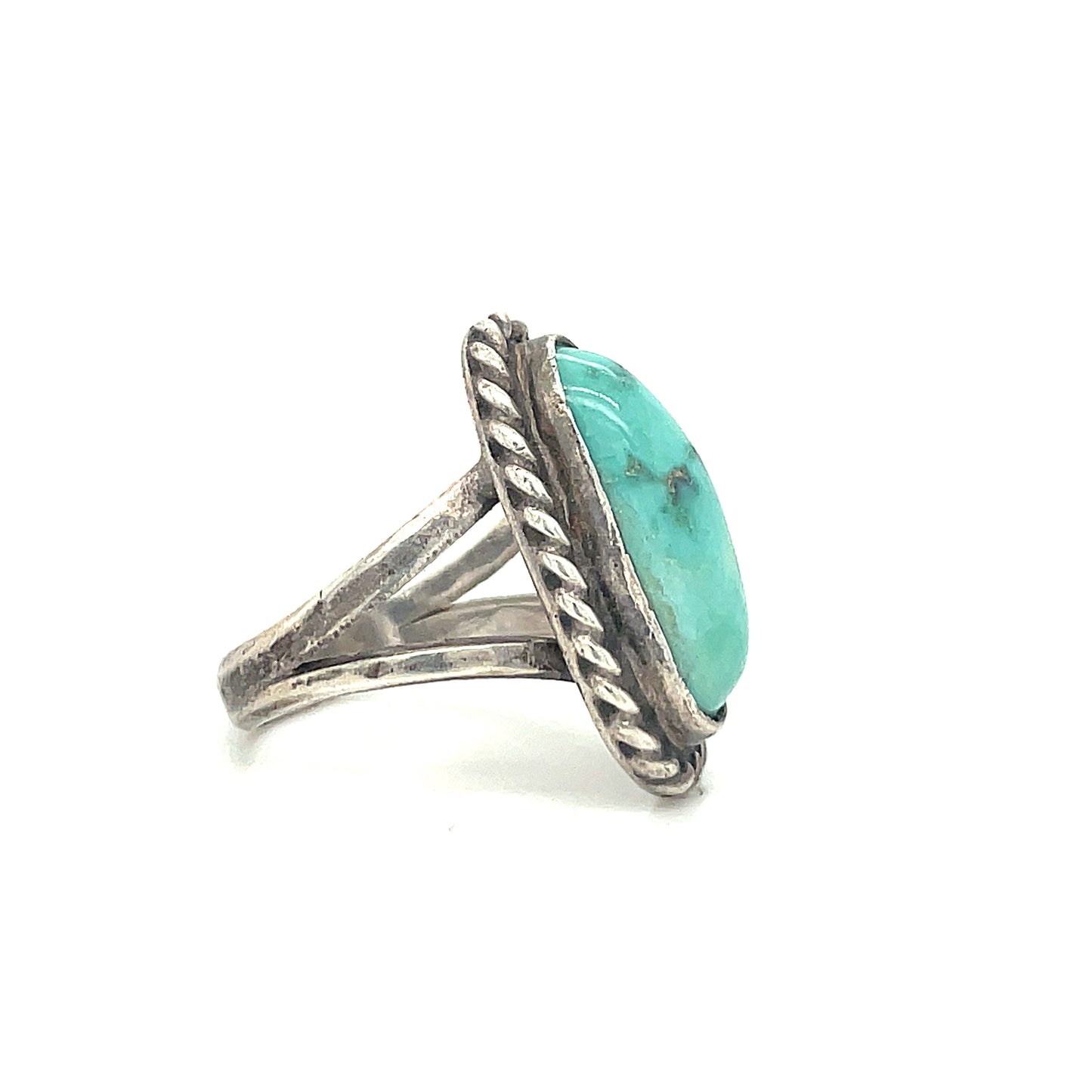 Vintage Native American Silver Turquoise Ring 4.5 Southwestern