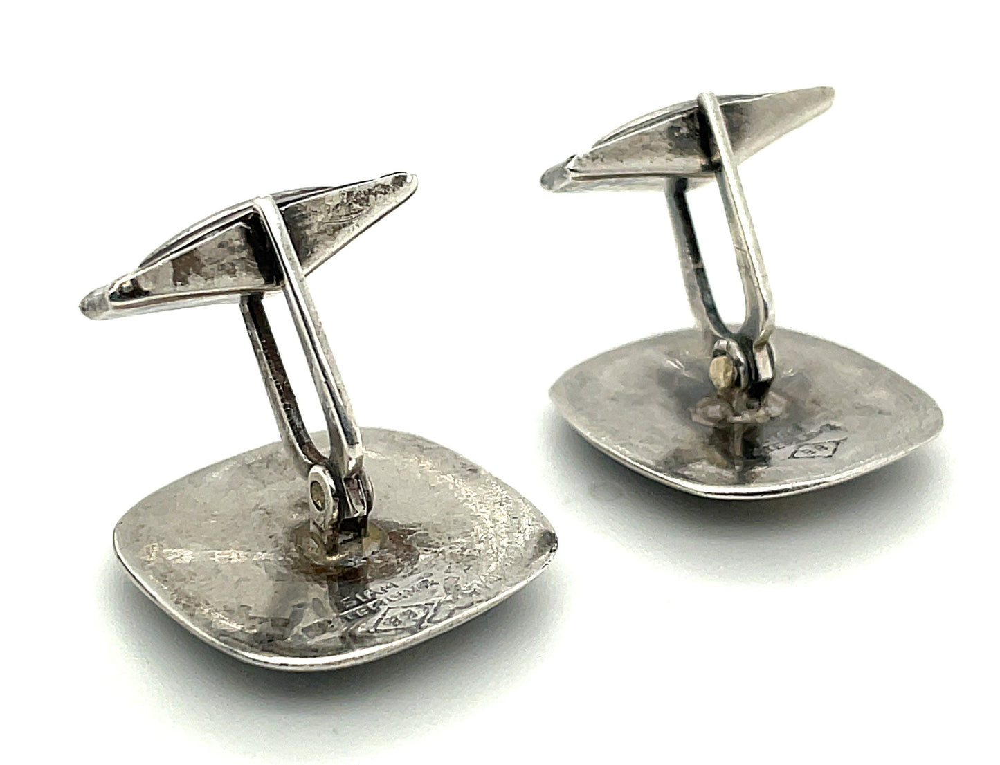 Vintage Sterling Silver Nielloware Siam Cuff Links