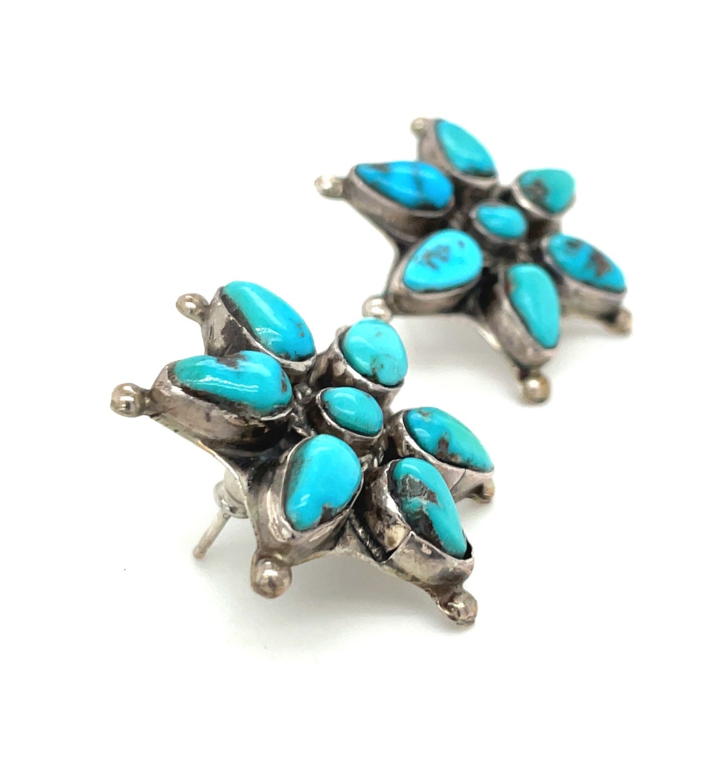 Vintage Royston Turquoise and Sterling Silver Earrings 50’s Southwestern