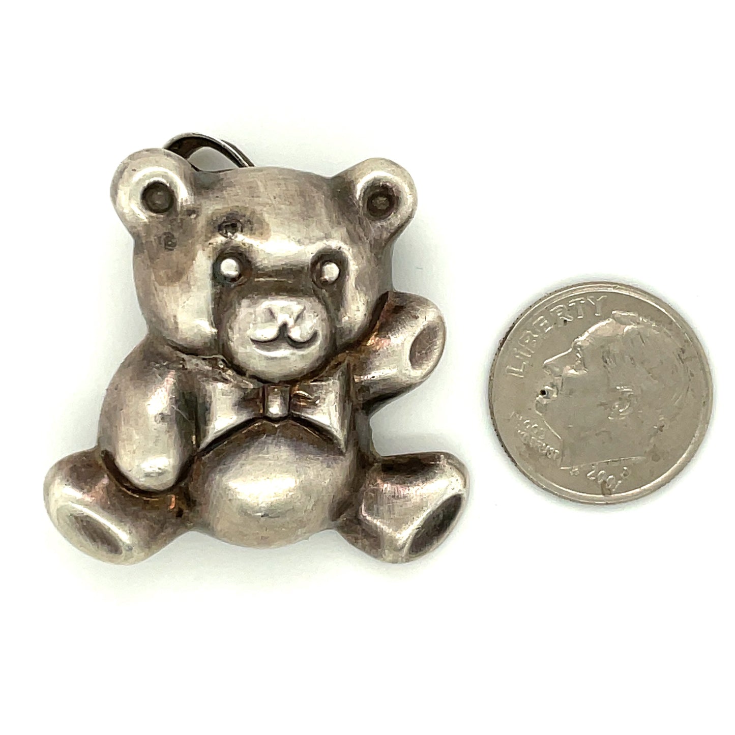 Vintage Sterling Silver Teddy Bear Pendant / Pin 7.8 grams