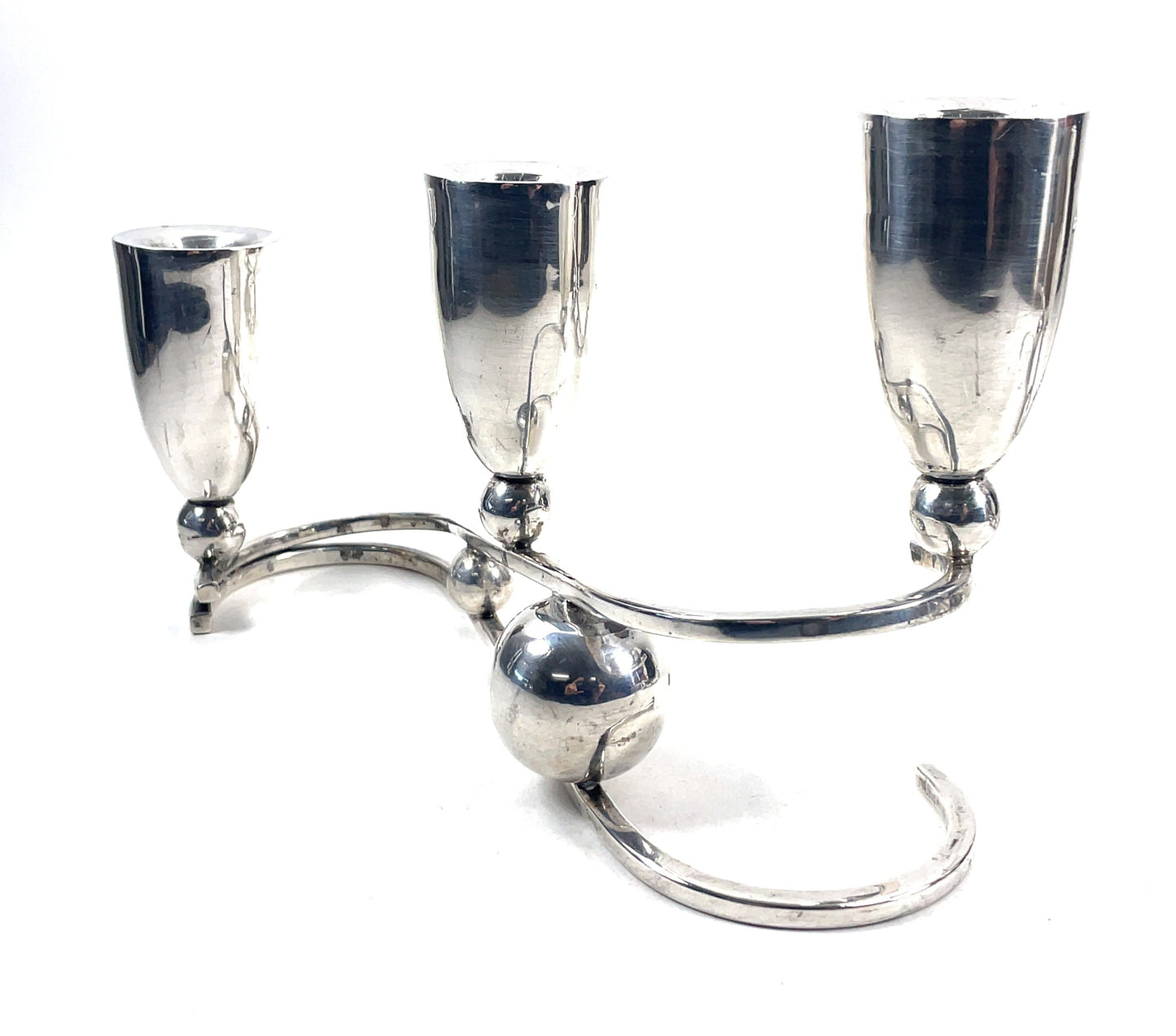 Sterling Silver Mid Century Modern Candlestick Holders Made In Mexico 33.9 oz