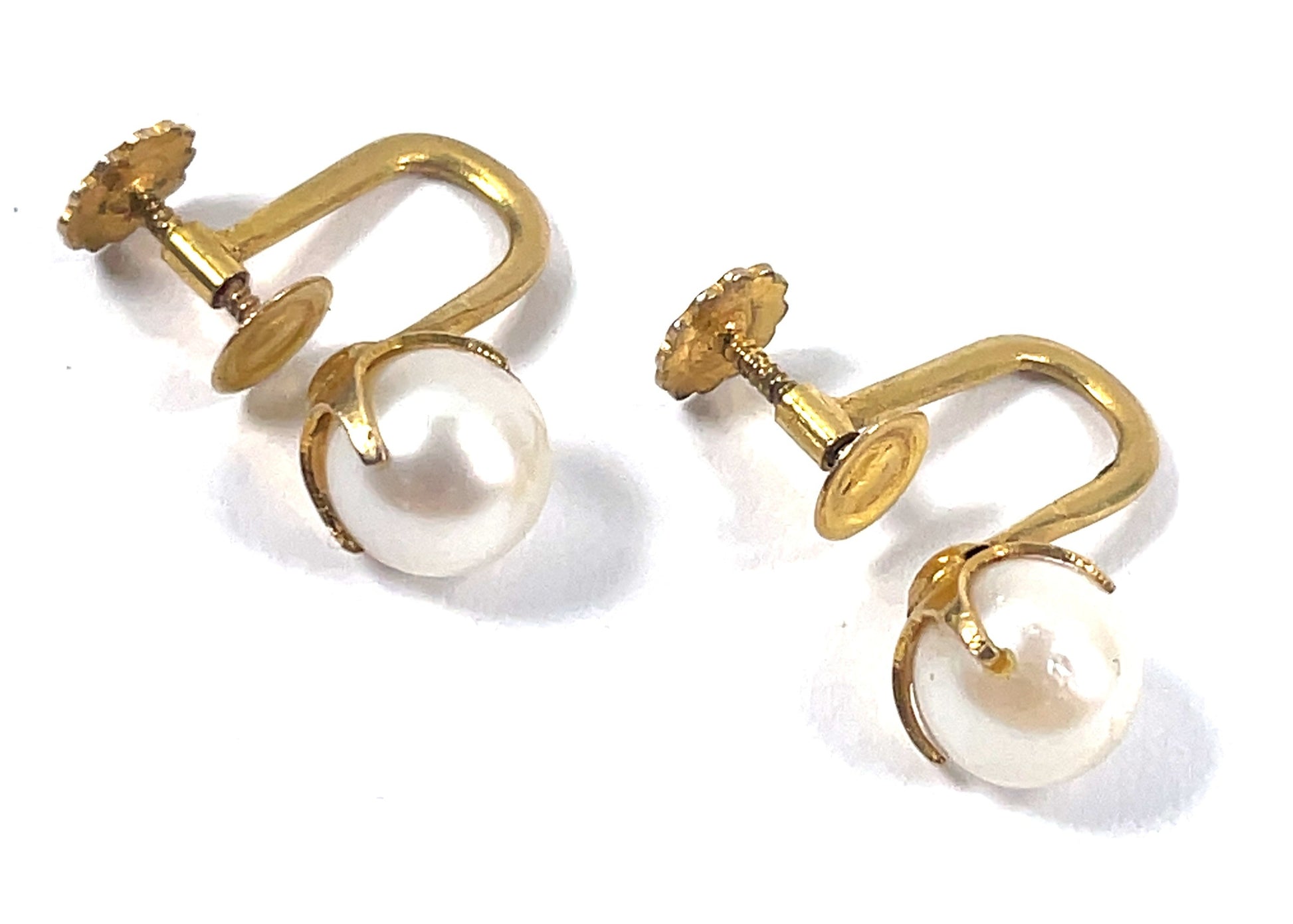18k Solid Gold Screw Back Earrings With Cup for Pearls - Non Pierced Gold  Pearl Cup Earrings - 750 Yellow Gold Pearl Cup Clip on Earrings