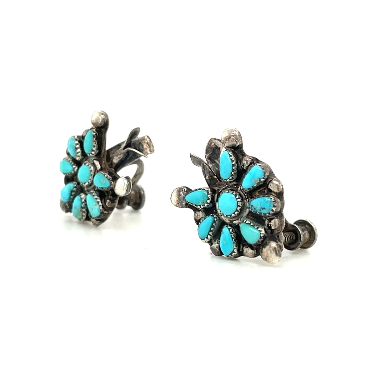 Vintage Southwestern Sterling Silver and Turquoise Screw Back Earrings