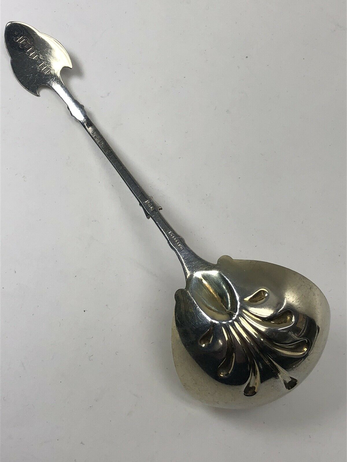 Antique Gorham Sterling Silver Lotus Soup Ladle Spoon 2.38 Ozt Monogram