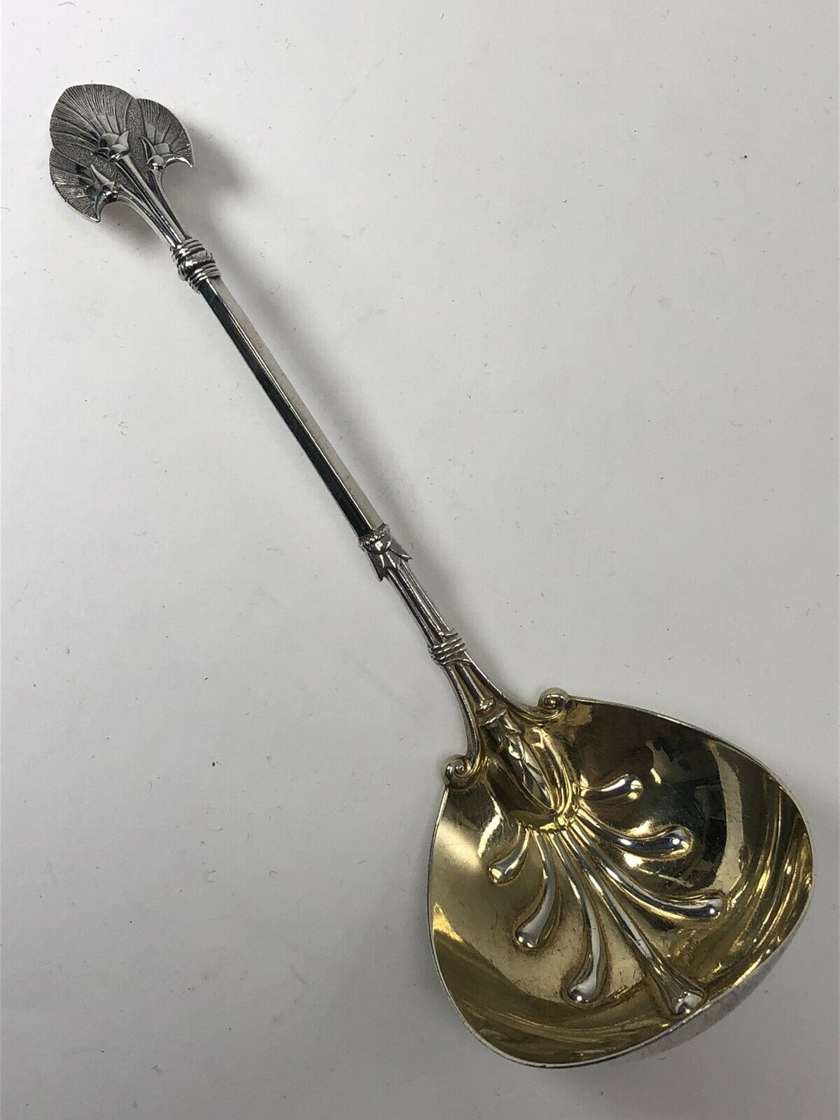 Antique Gorham Sterling Silver Lotus Soup Ladle Spoon 2.38 Ozt Monogram